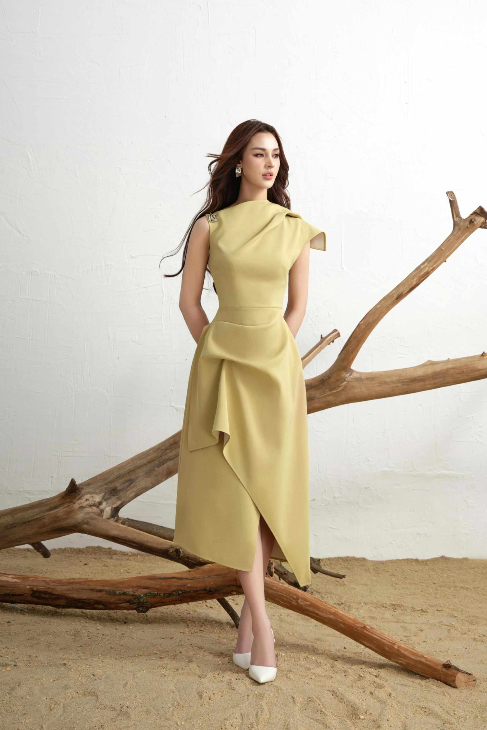 Calla Asymmetric Midi Dress