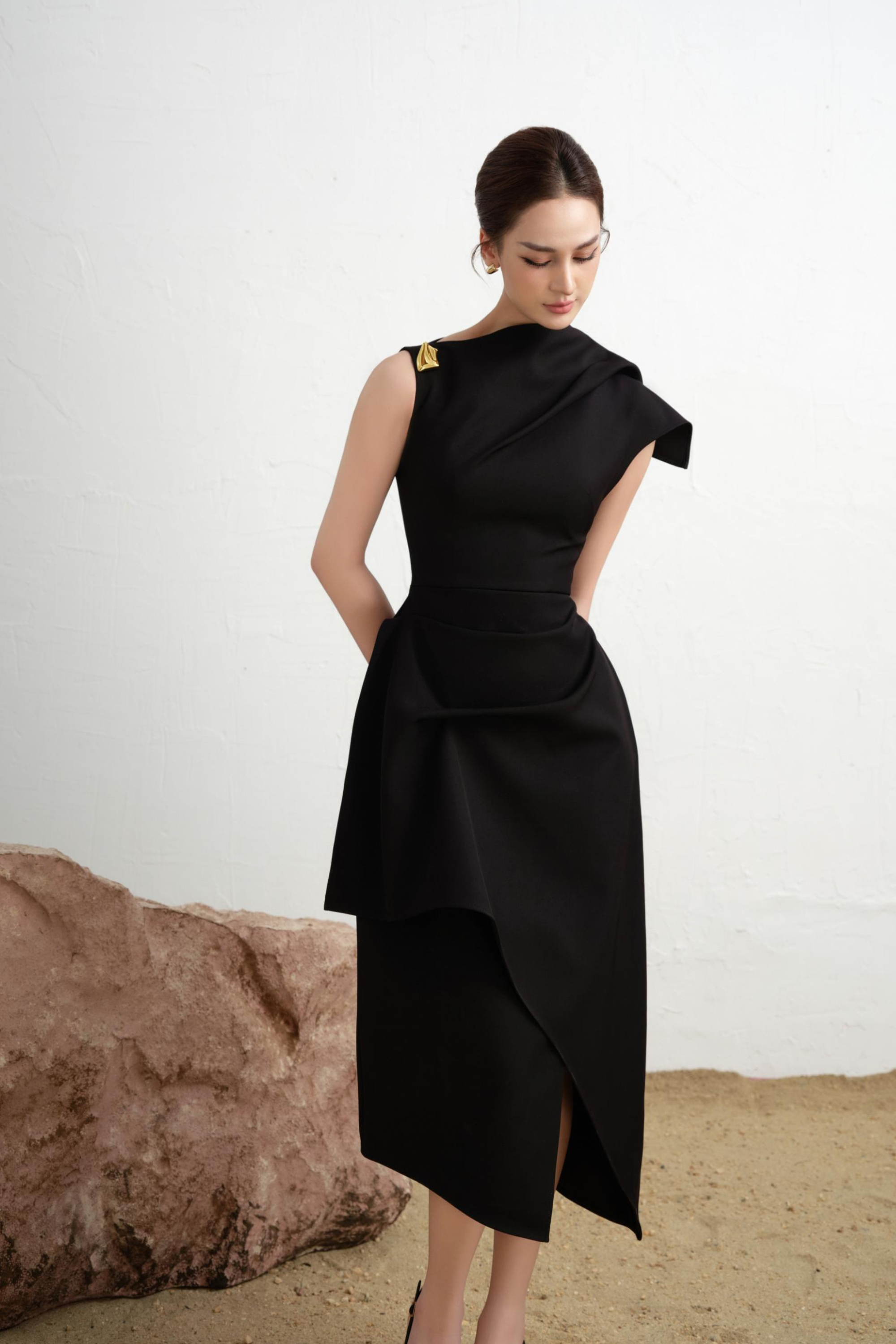 Calla Asymmetric Midi Dress