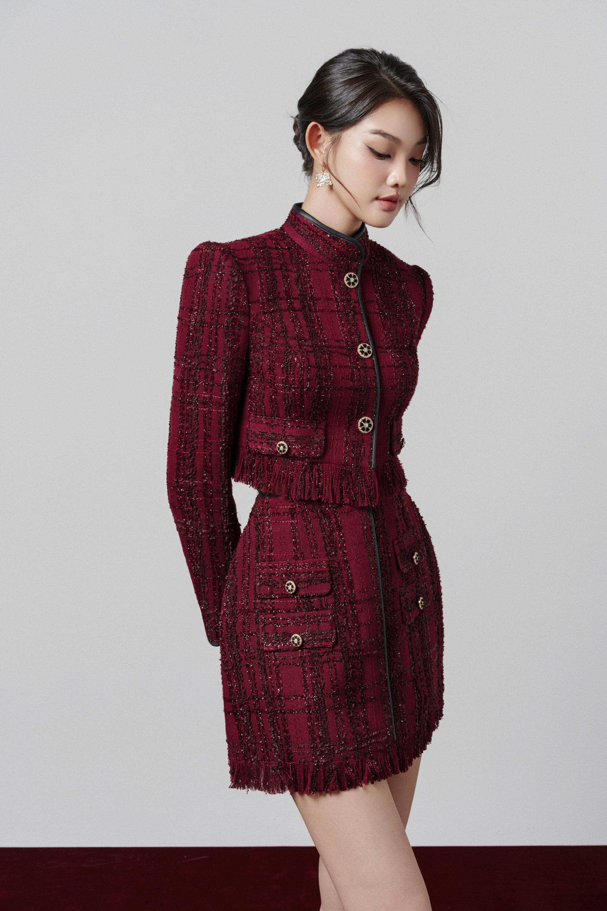 Elea High-neck Tweed Jacket