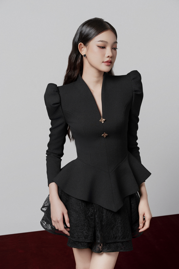 Florence Puffed Shoulder Peplum Jacket