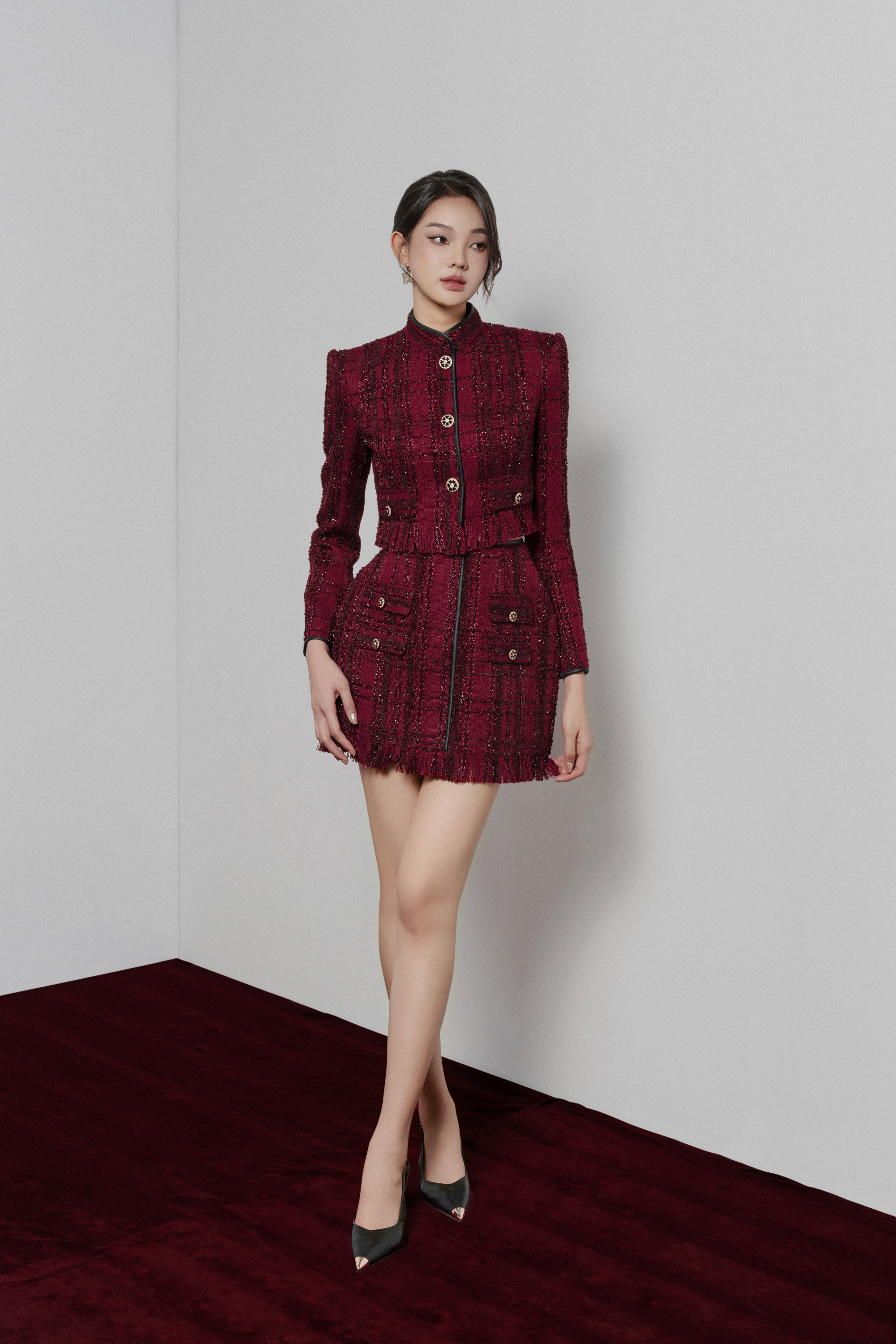 Elea High-neck Tweed Jacket