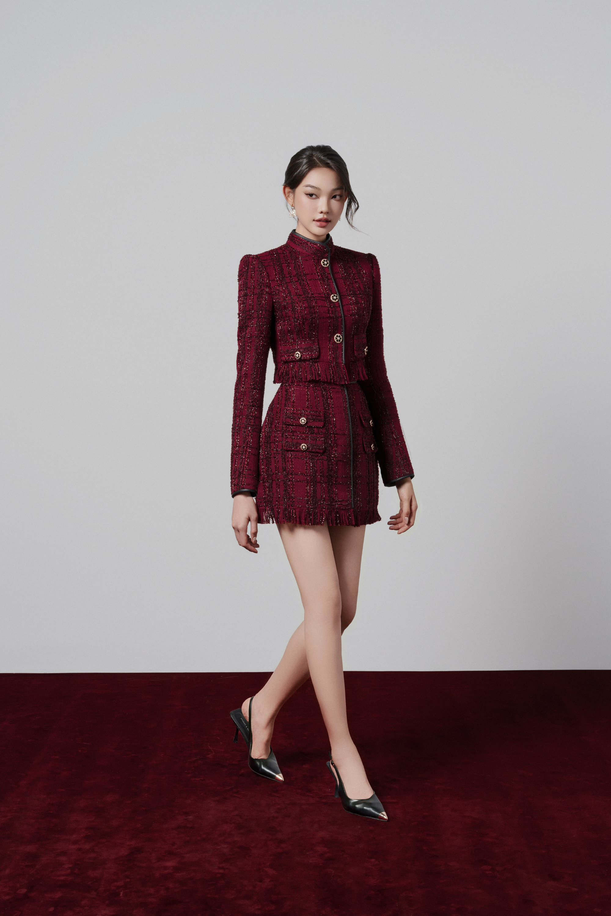 Elea High-neck Tweed Jacket