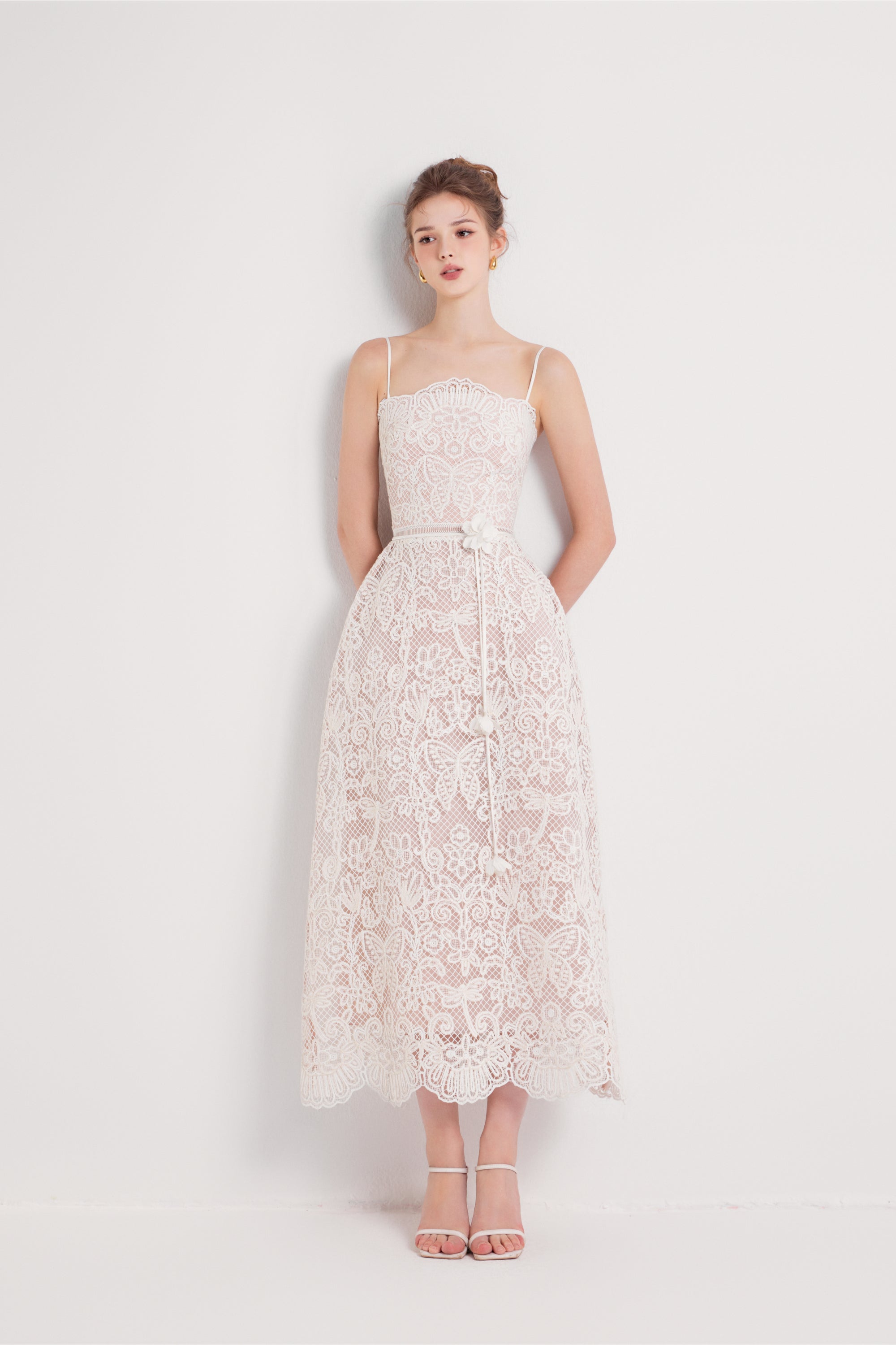 Gladys Butterfly Lace Midi Dress