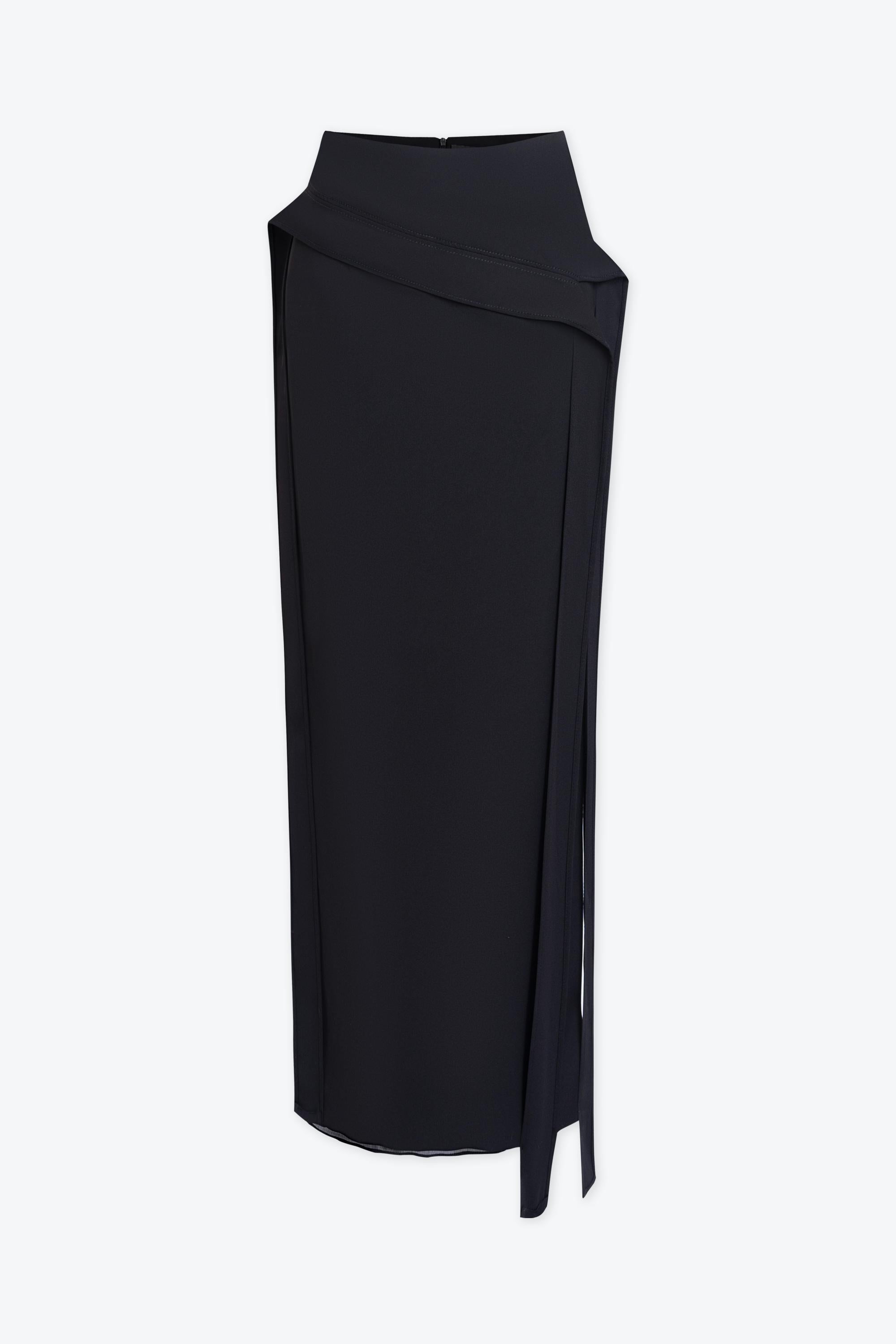 Orla Straight Midi Skirt With Silk Crinkled Chiffon