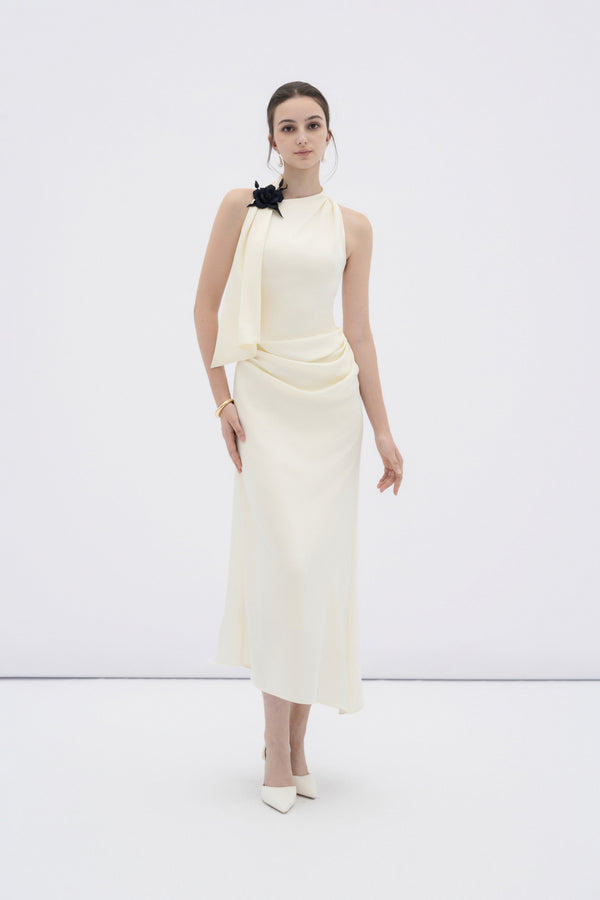 Brie Draped Halter Midi Dress