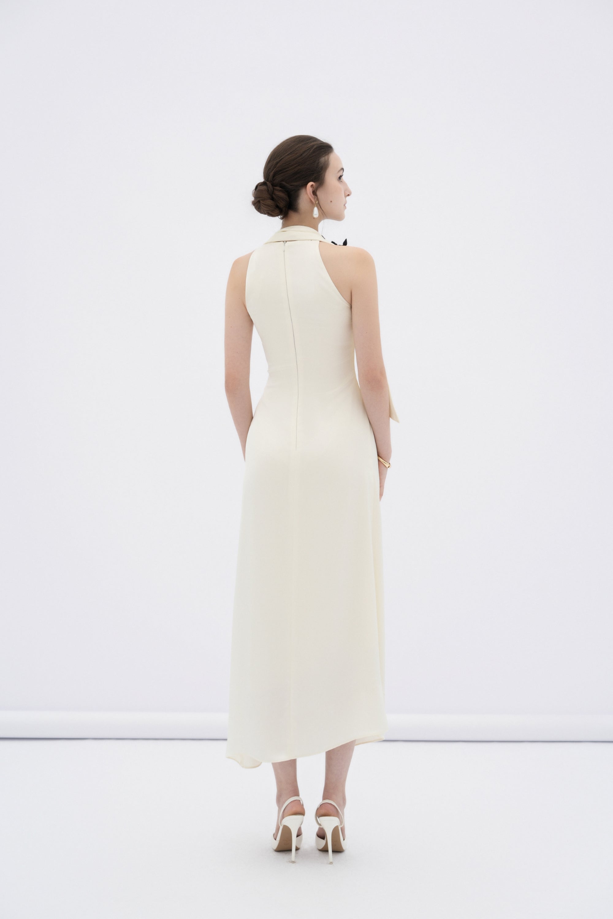 Brie Draped Halter Midi Dress