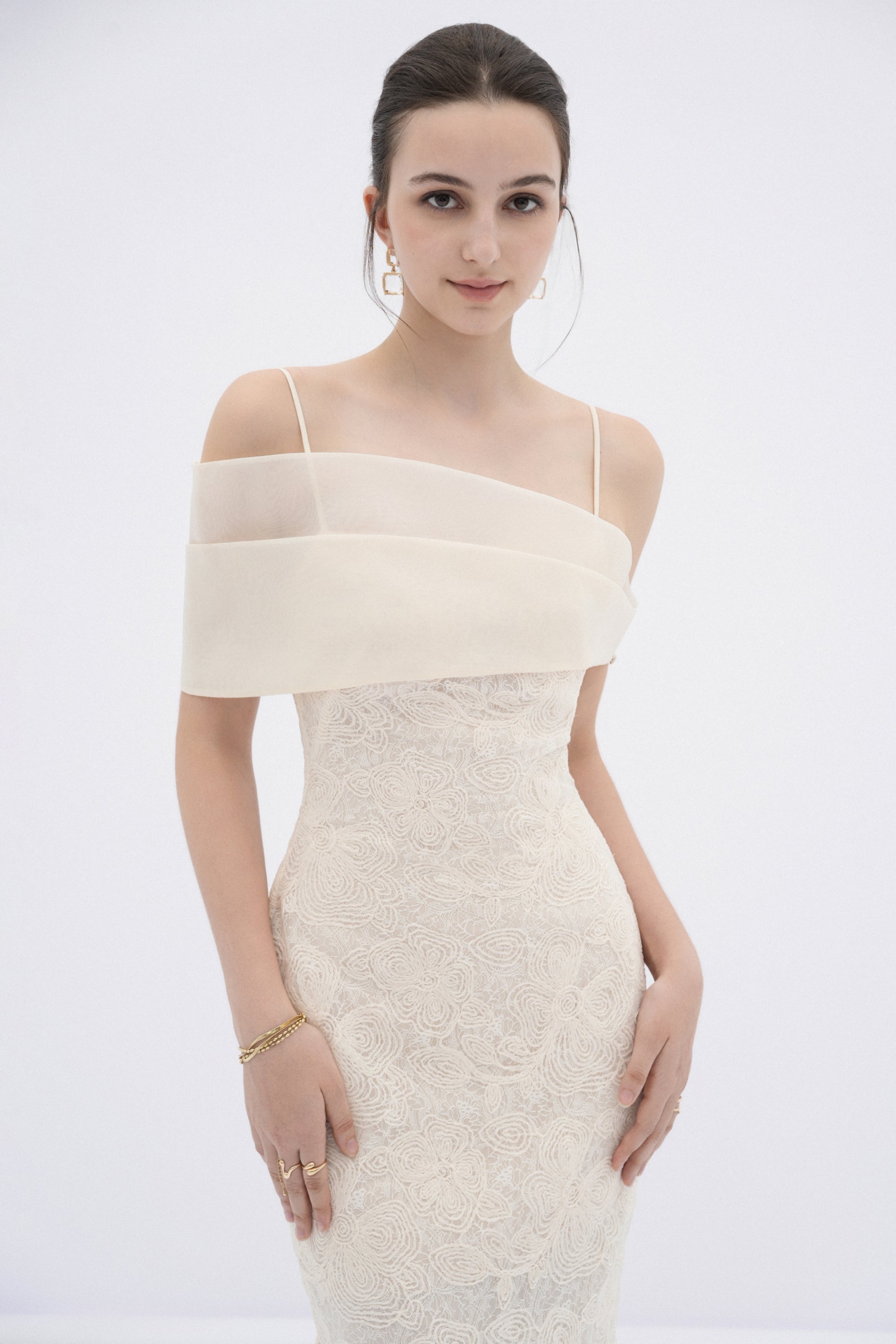 Eira Sheer Lace Midi Dress