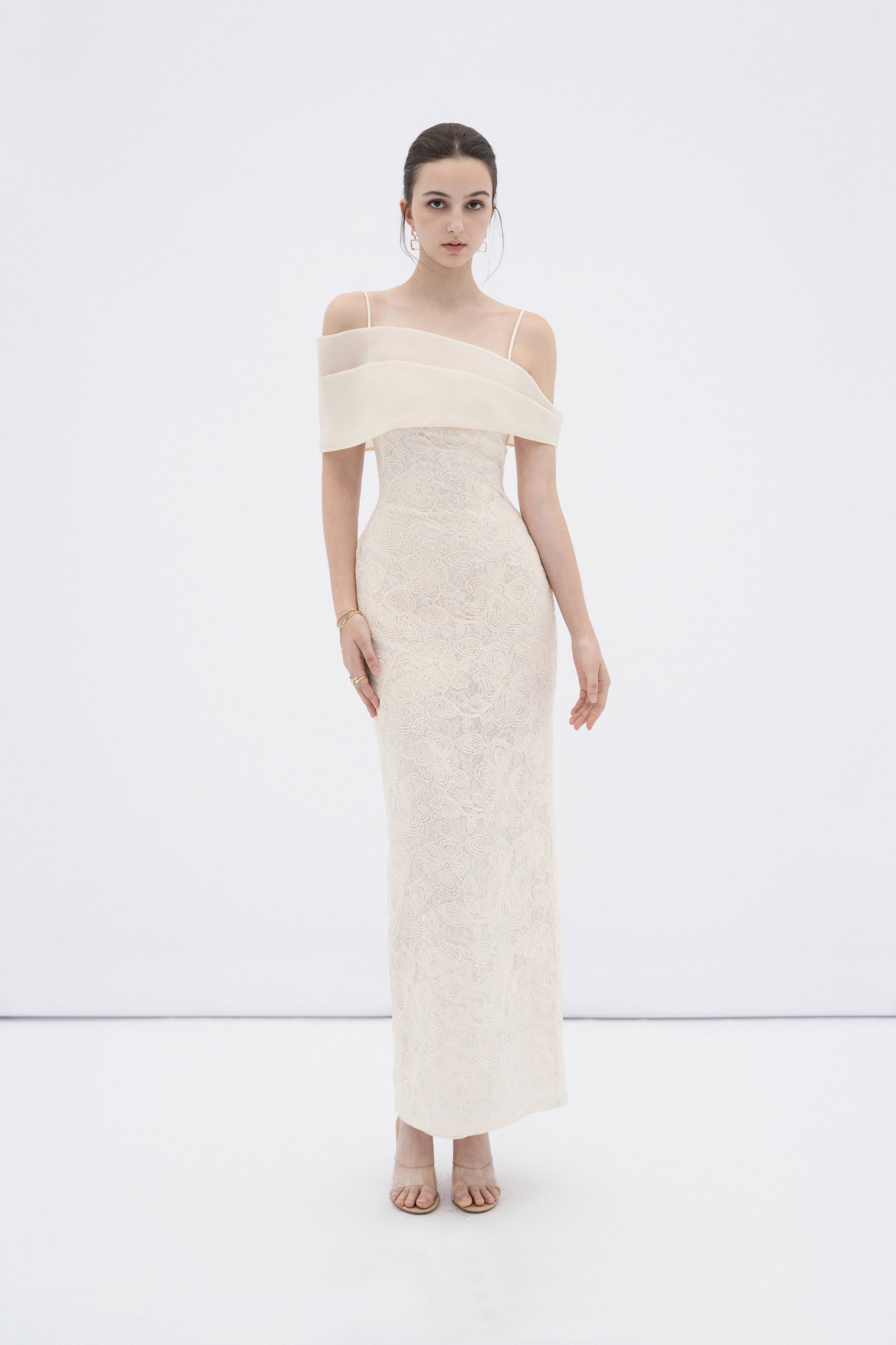 Eira Sheer Lace Midi Dress