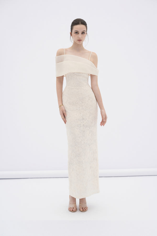 Eira Sheer Lace Midi Dress