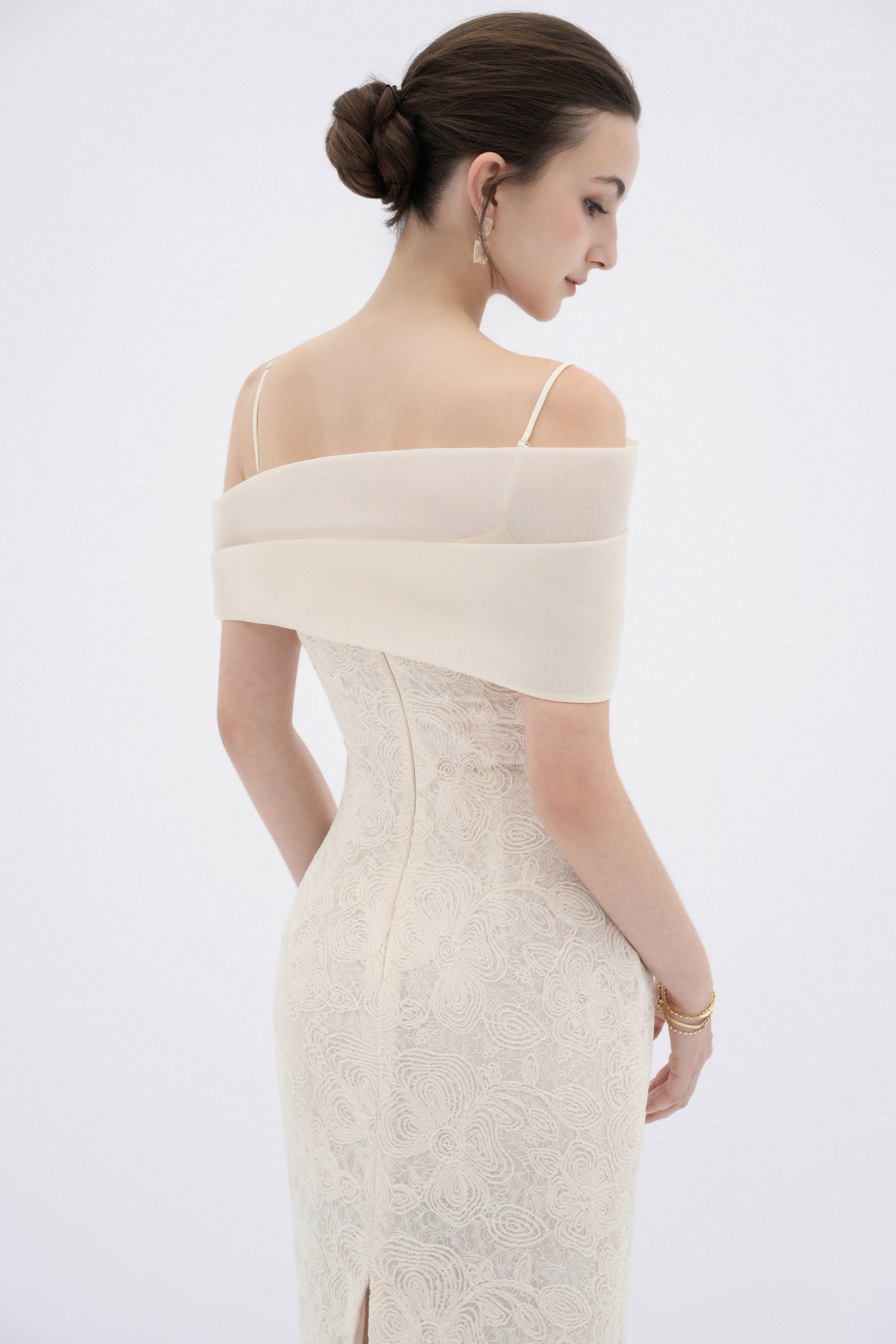 Eira Sheer Lace Midi Dress
