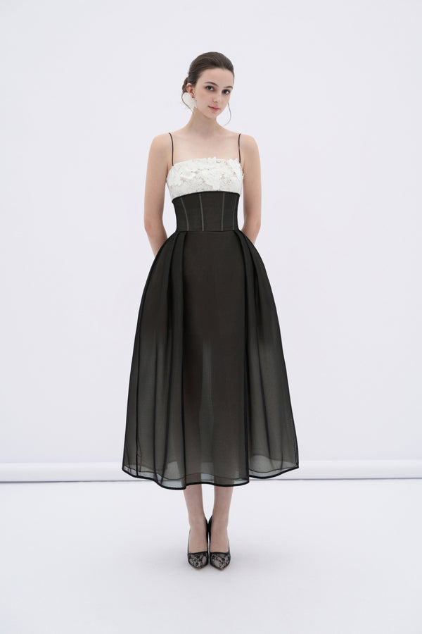 Vela Sheer Lace Midi Dress
