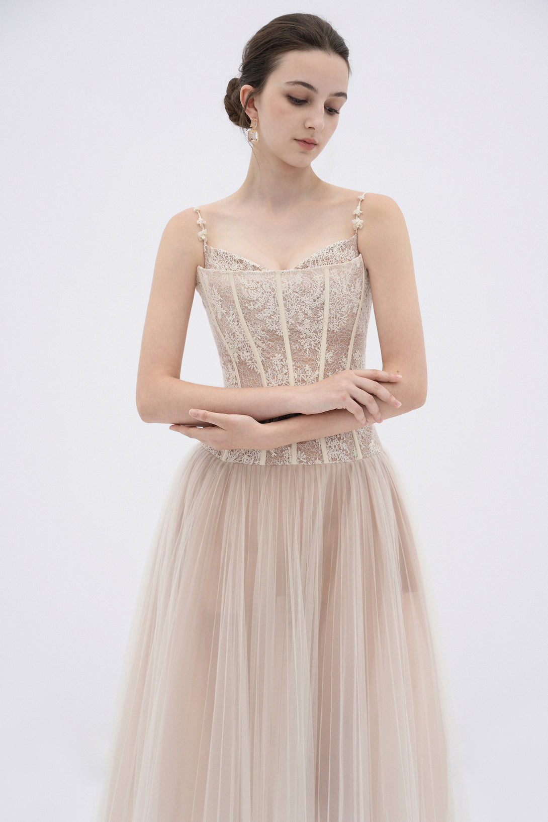 Alizea Corset Tulle Midi Dress XL / Cream