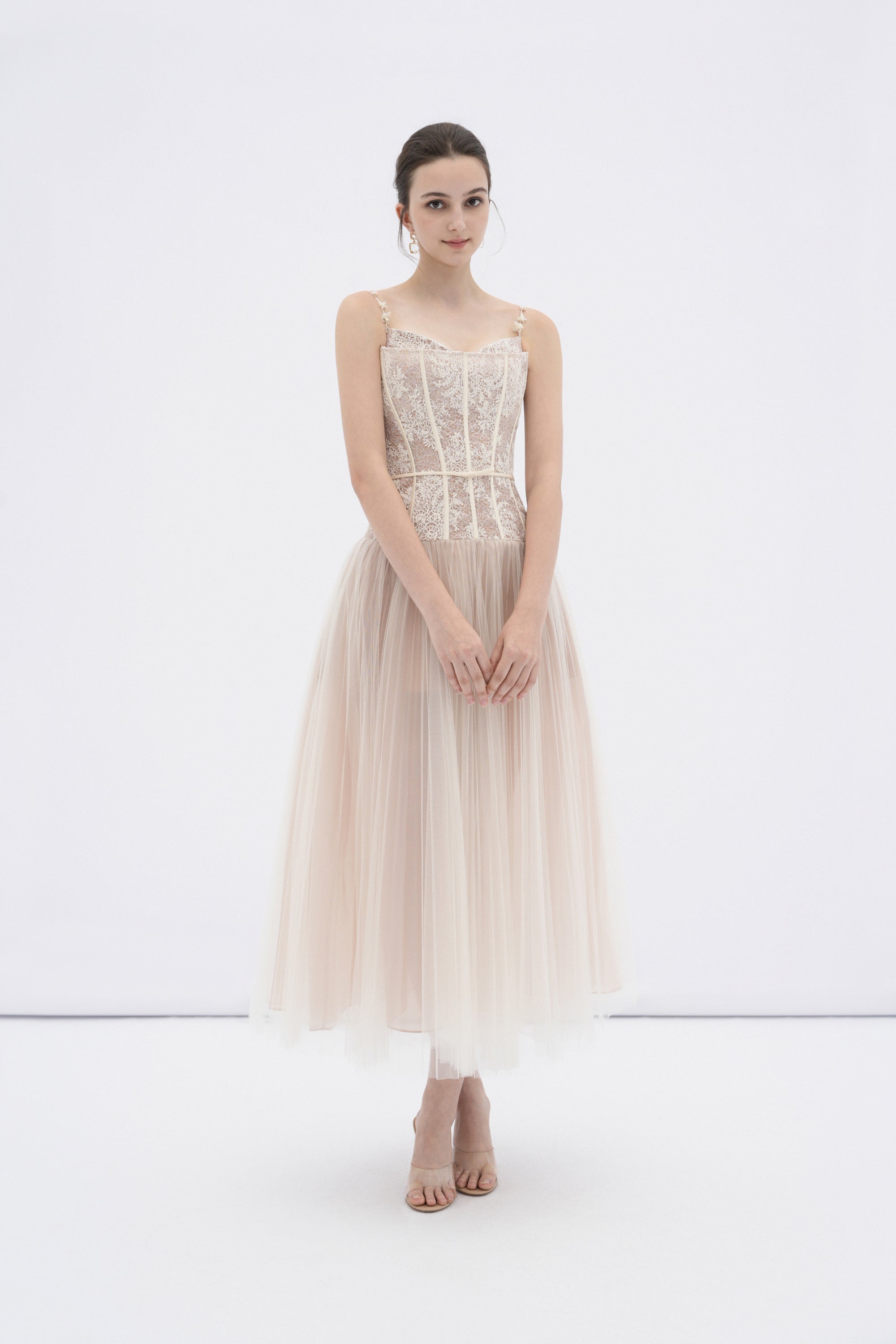 Alizea Corset Tulle Midi Dress