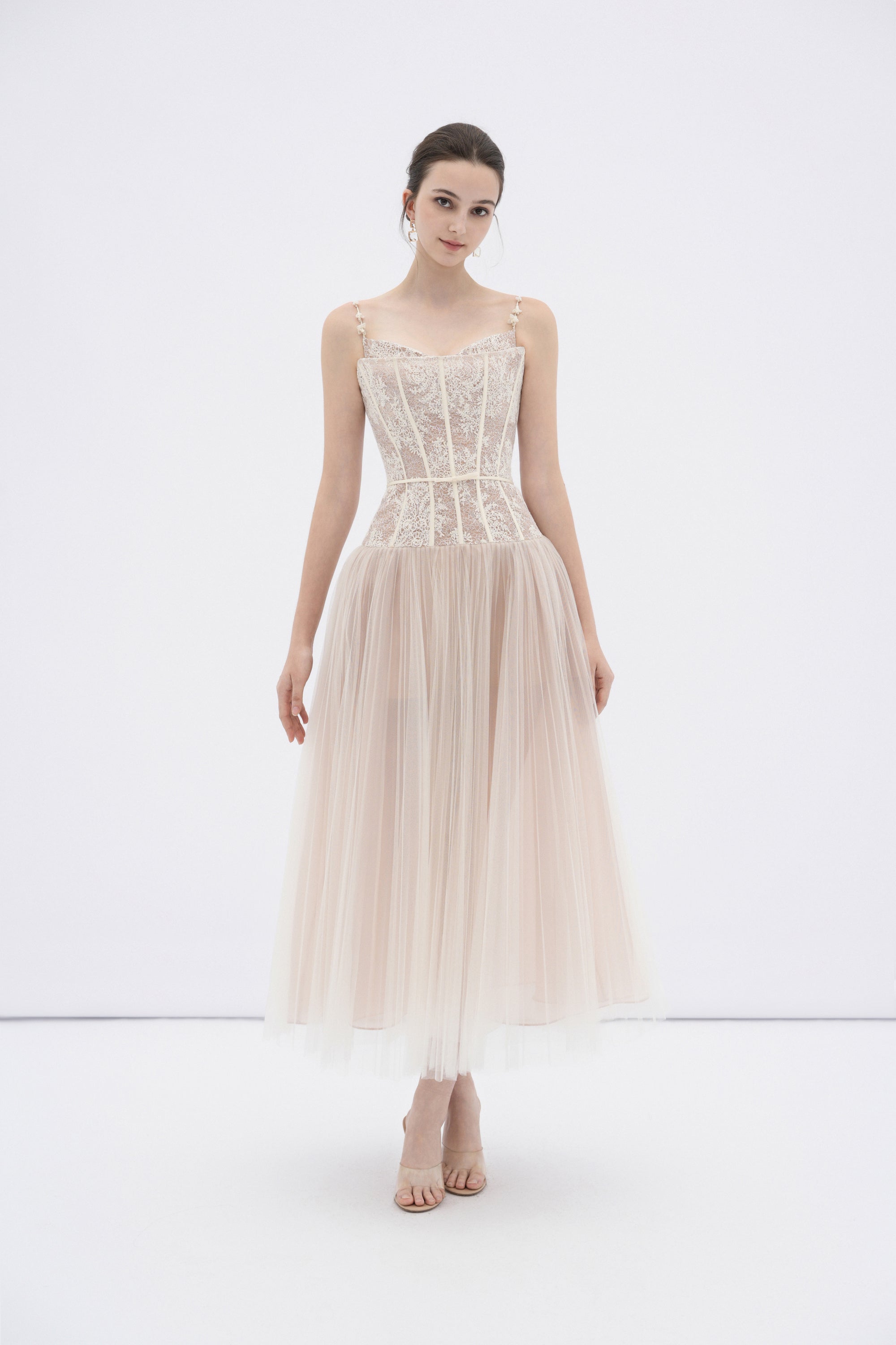 Alizea Corset Tulle Midi Dress