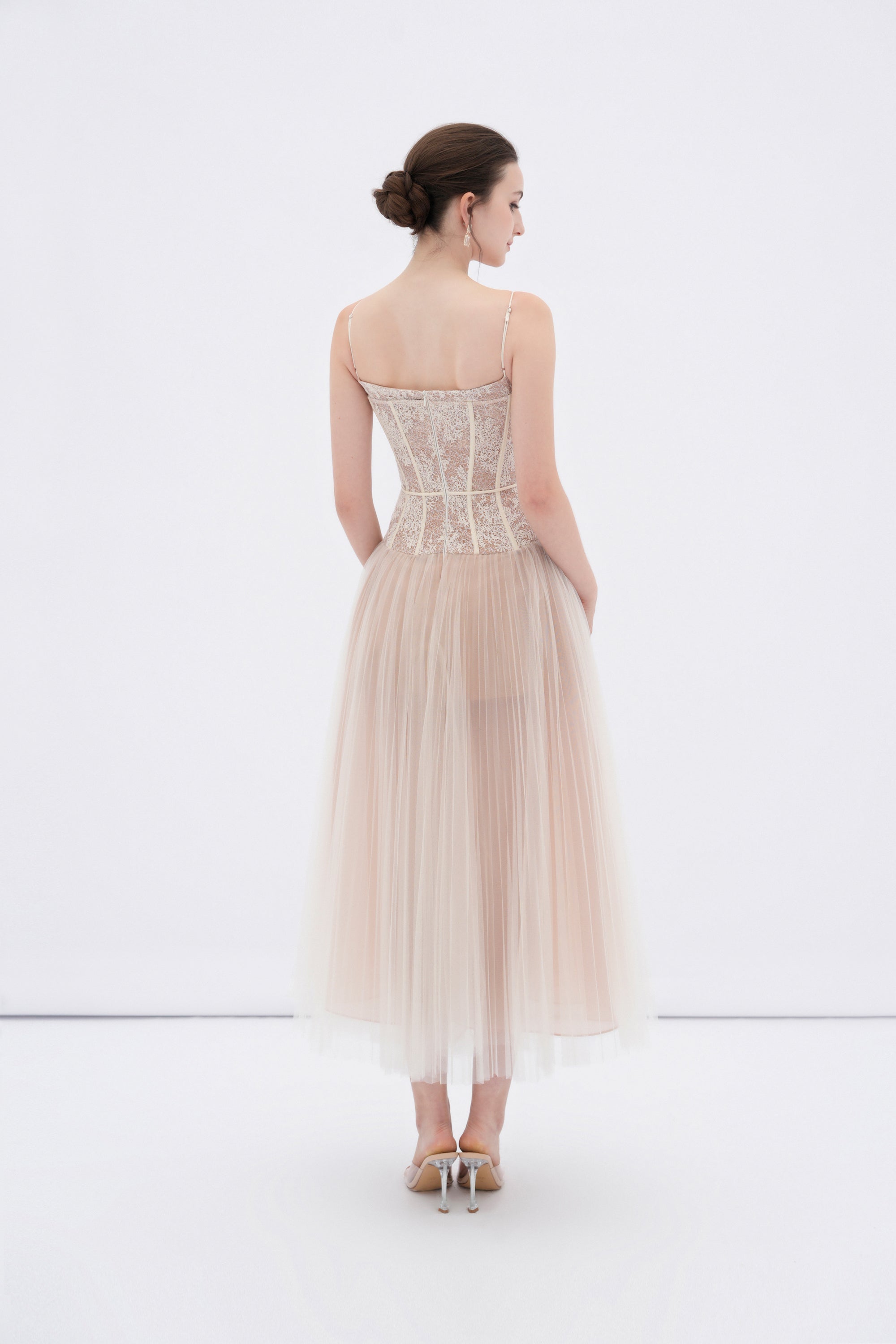 Alizea Corset Tulle Midi Dress