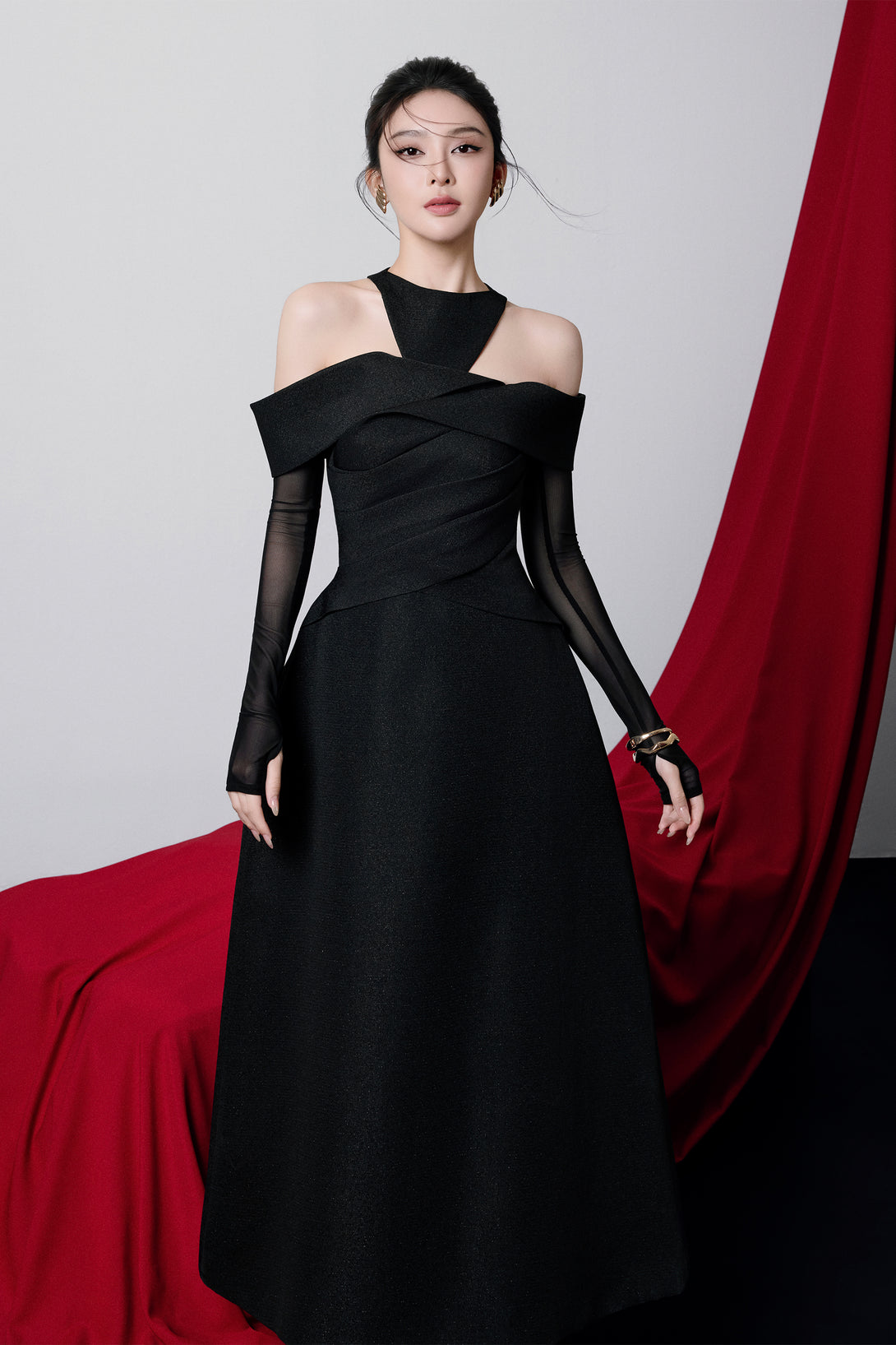 Calla High-Neck Cutout Midi Dress – DeNio Official Website | DeNio