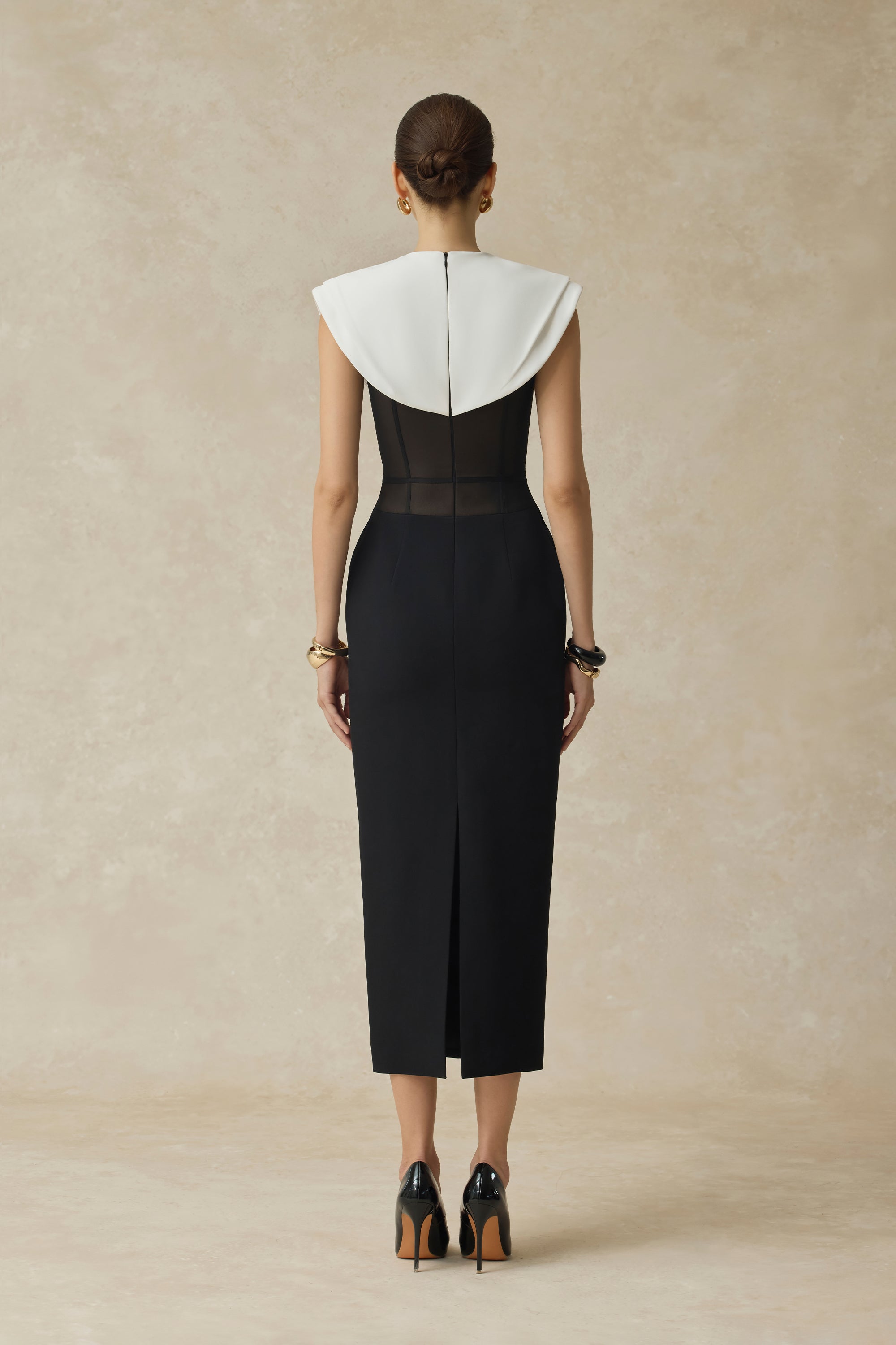 Lani Midi Dress With White Cape