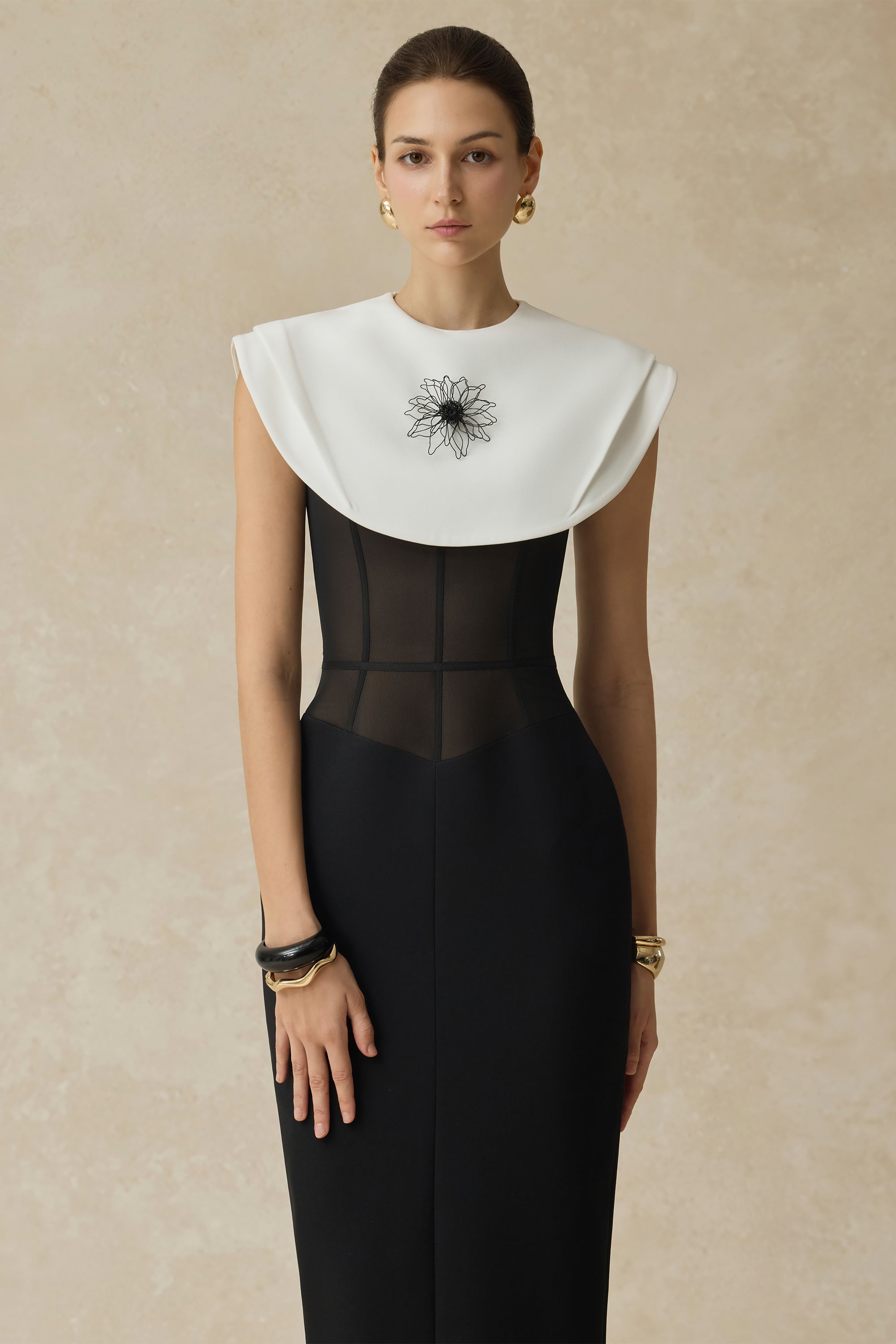 Lani Midi Dress With White Cape