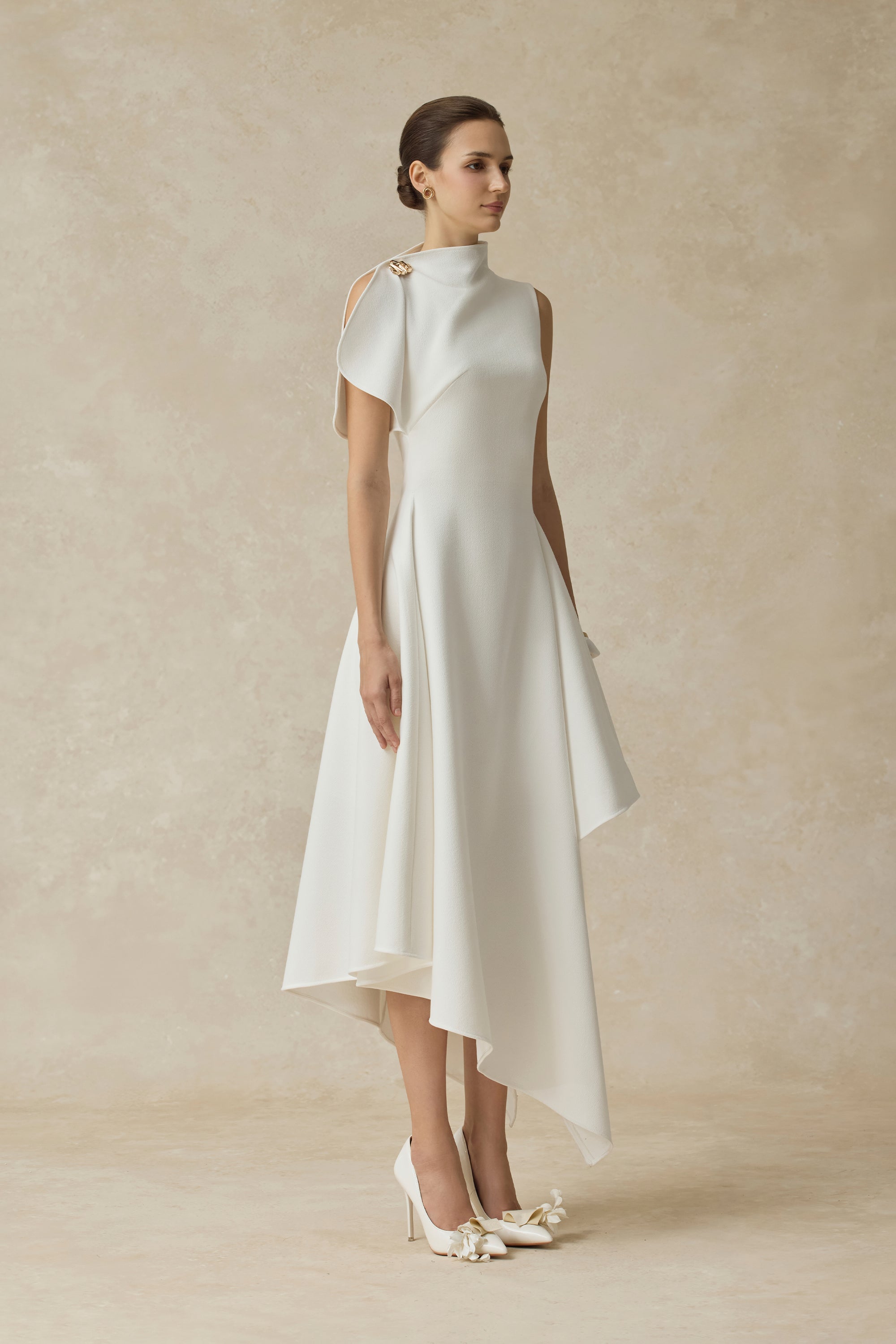 Cerelle Asymmetric Flared Midi Dress