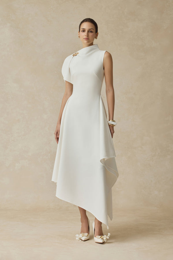 Cerelle Asymmetric Flared Midi Dress