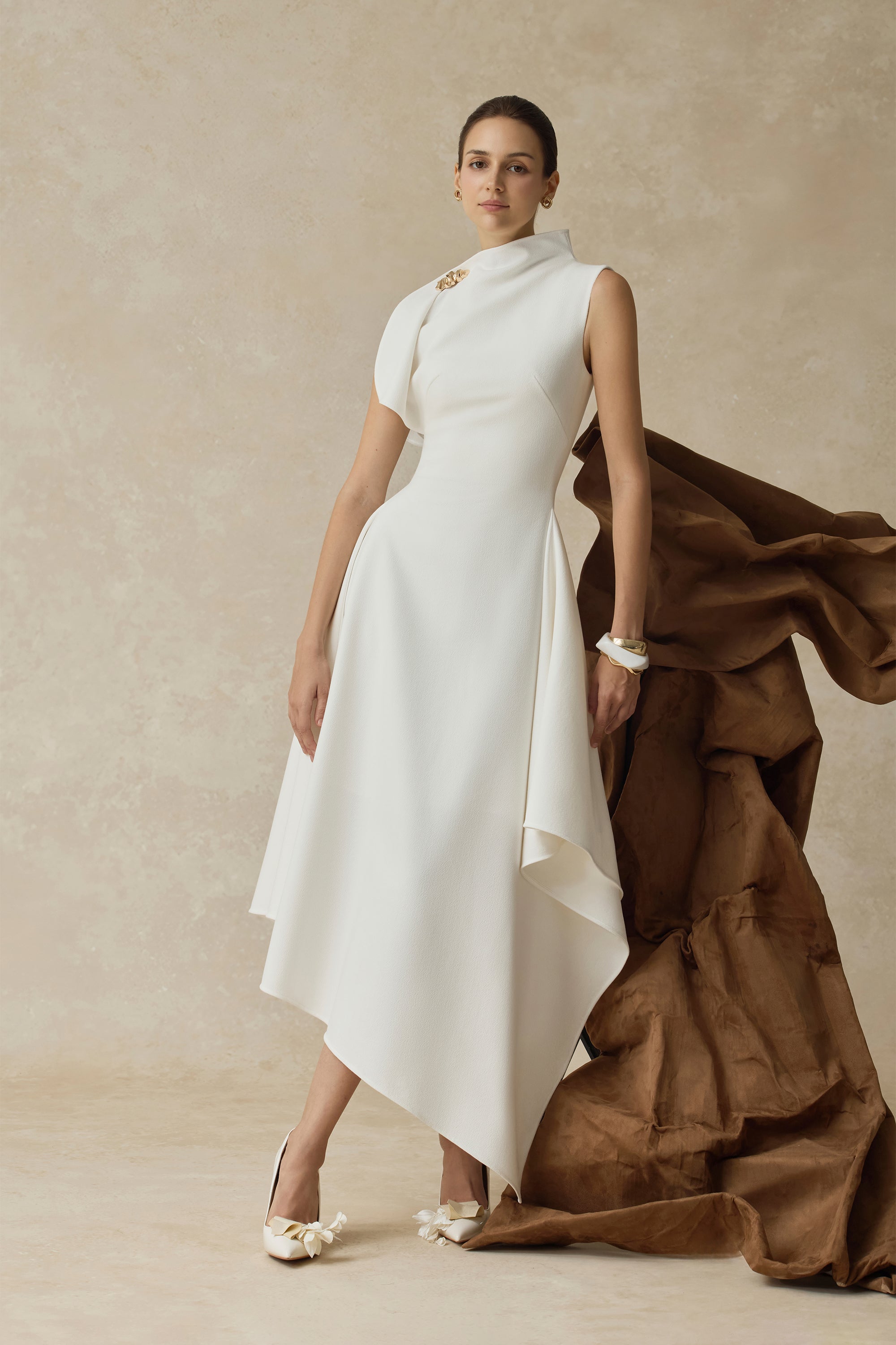 Cerelle Asymmetric Flared Midi Dress