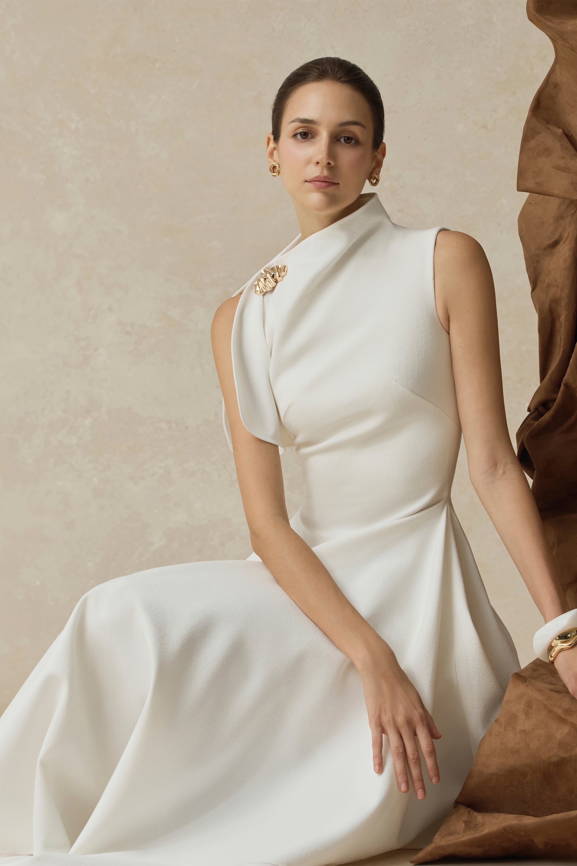 Cerelle Asymmetric Flared Midi Dress