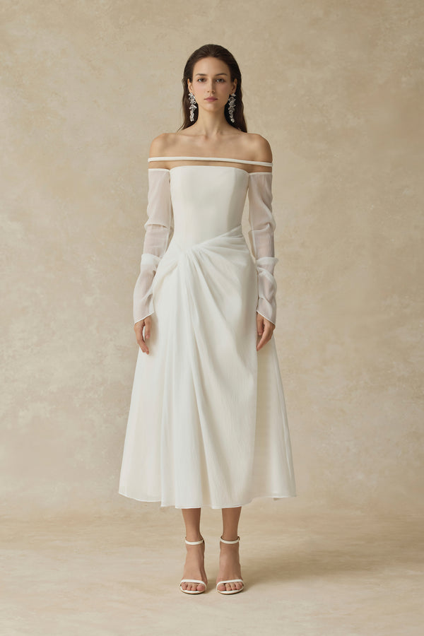 Velora Off-shoulder Midi Dress With Twisted Detail