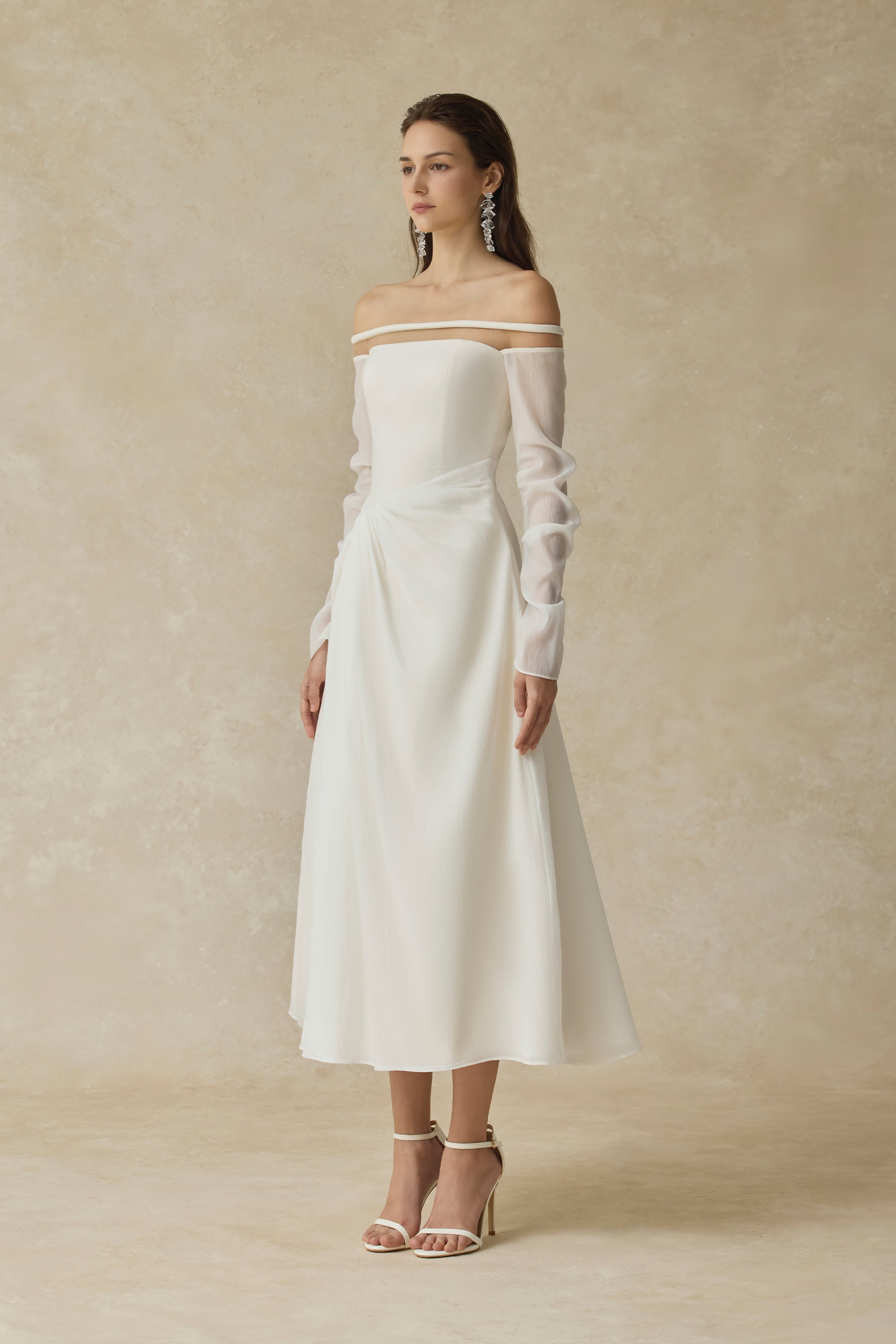 Velora Off-shoulder Midi Dress With Twisted Detail