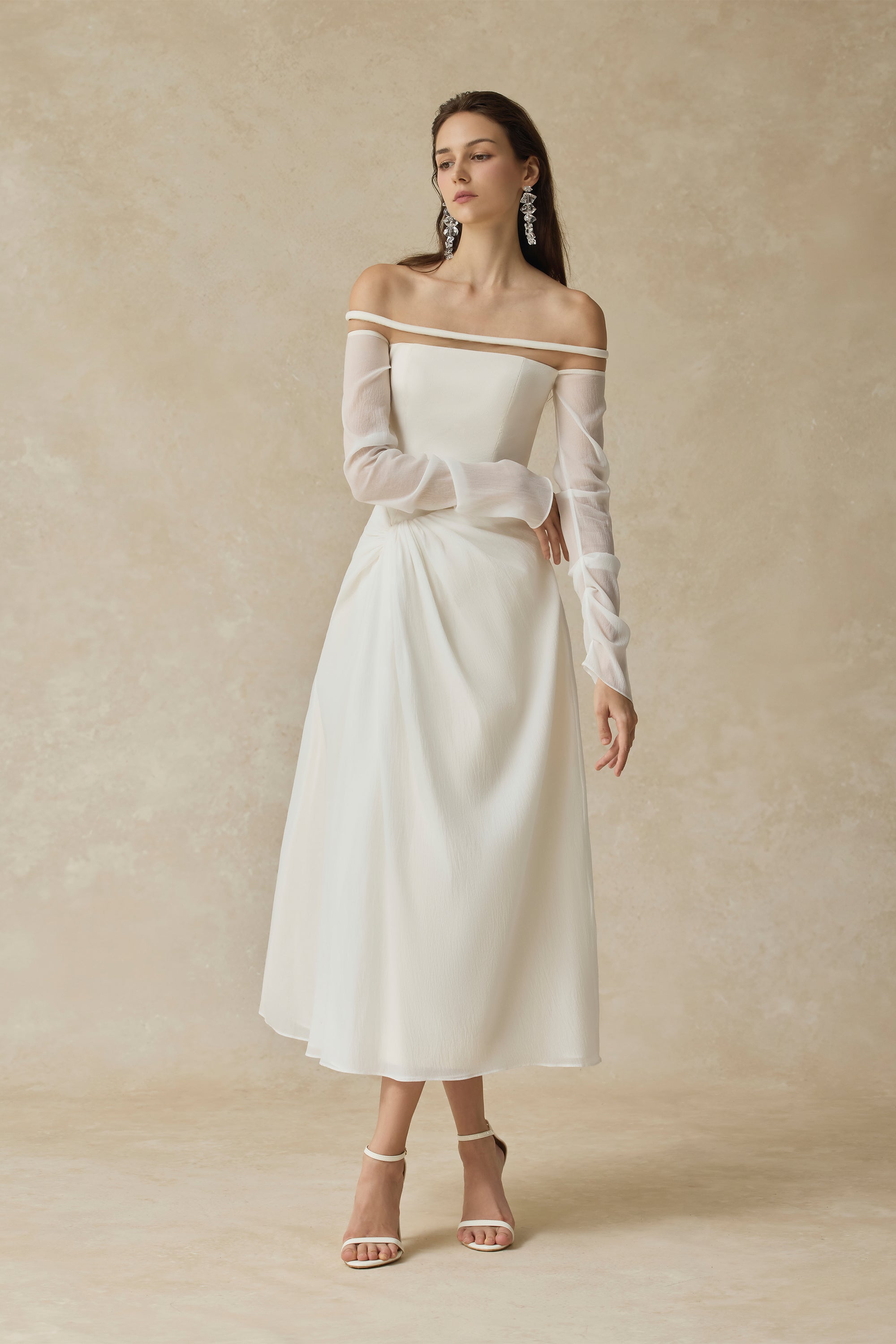 Velora Off-shoulder Midi Dress With Twisted Detail