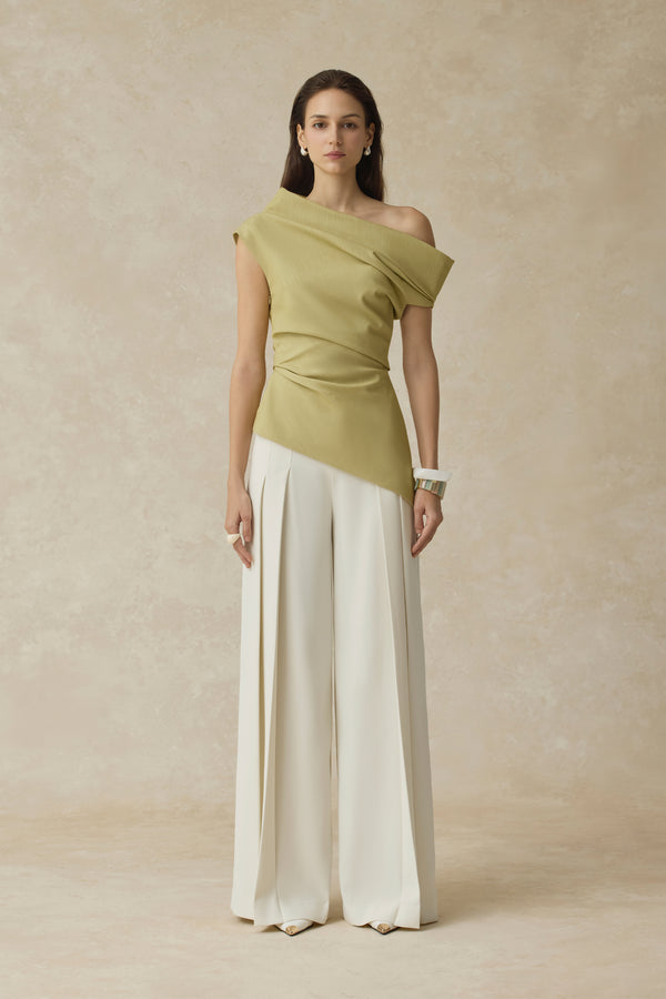 Phoebe Asymmetrical One-shoulder Draped Top