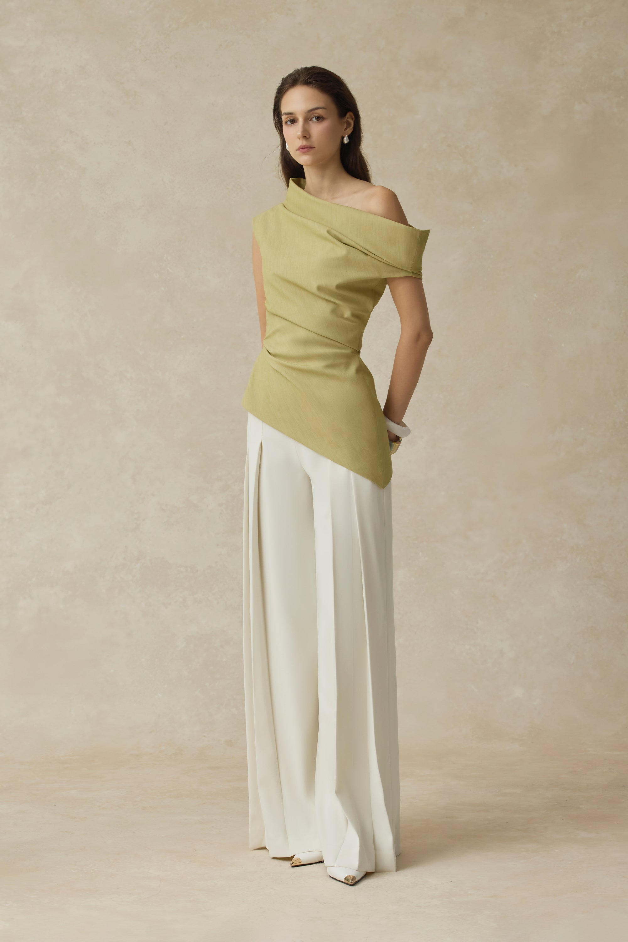Phoebe Asymmetrical One-shoulder Draped Top