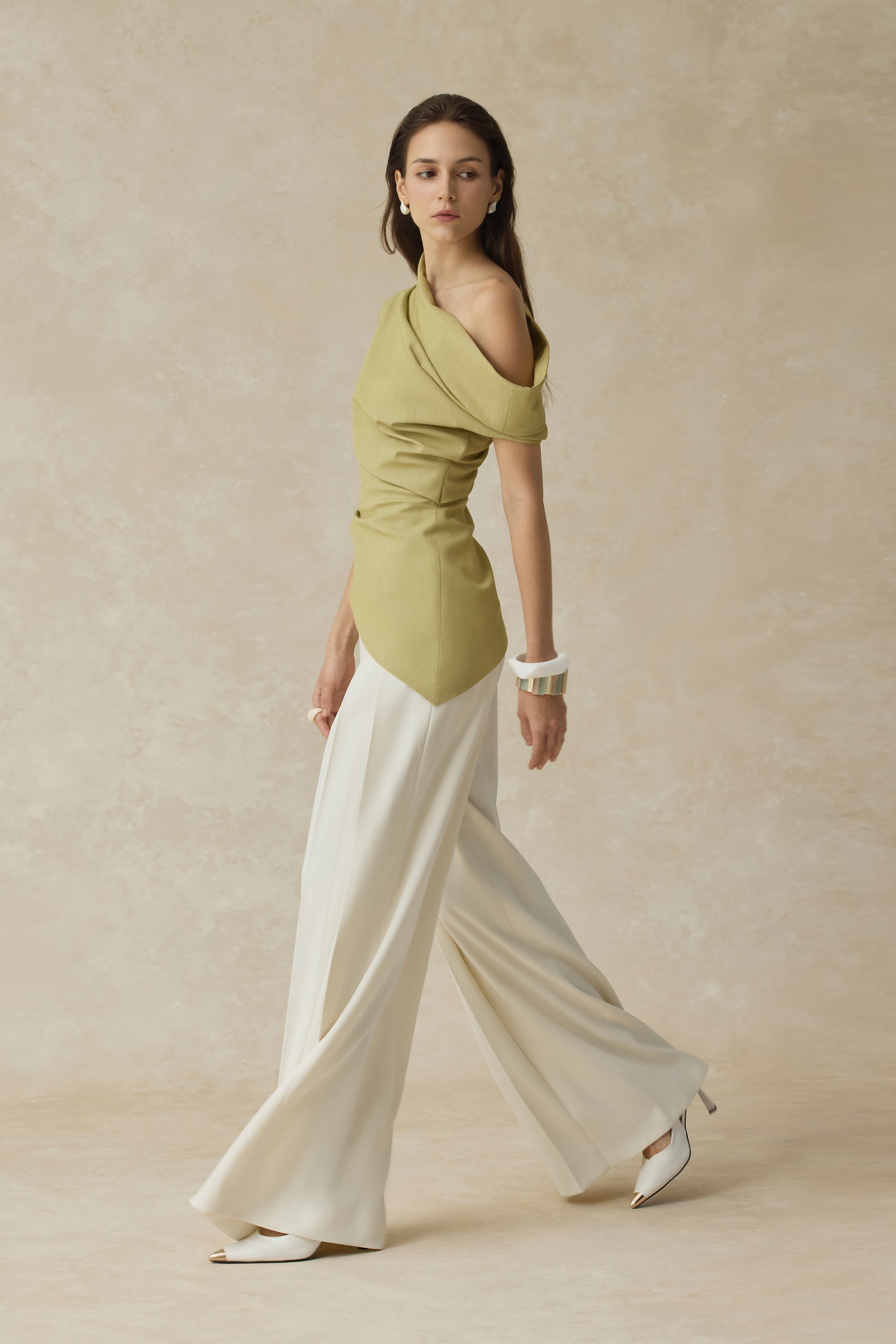 Phoebe Asymmetrical One-shoulder Draped Top