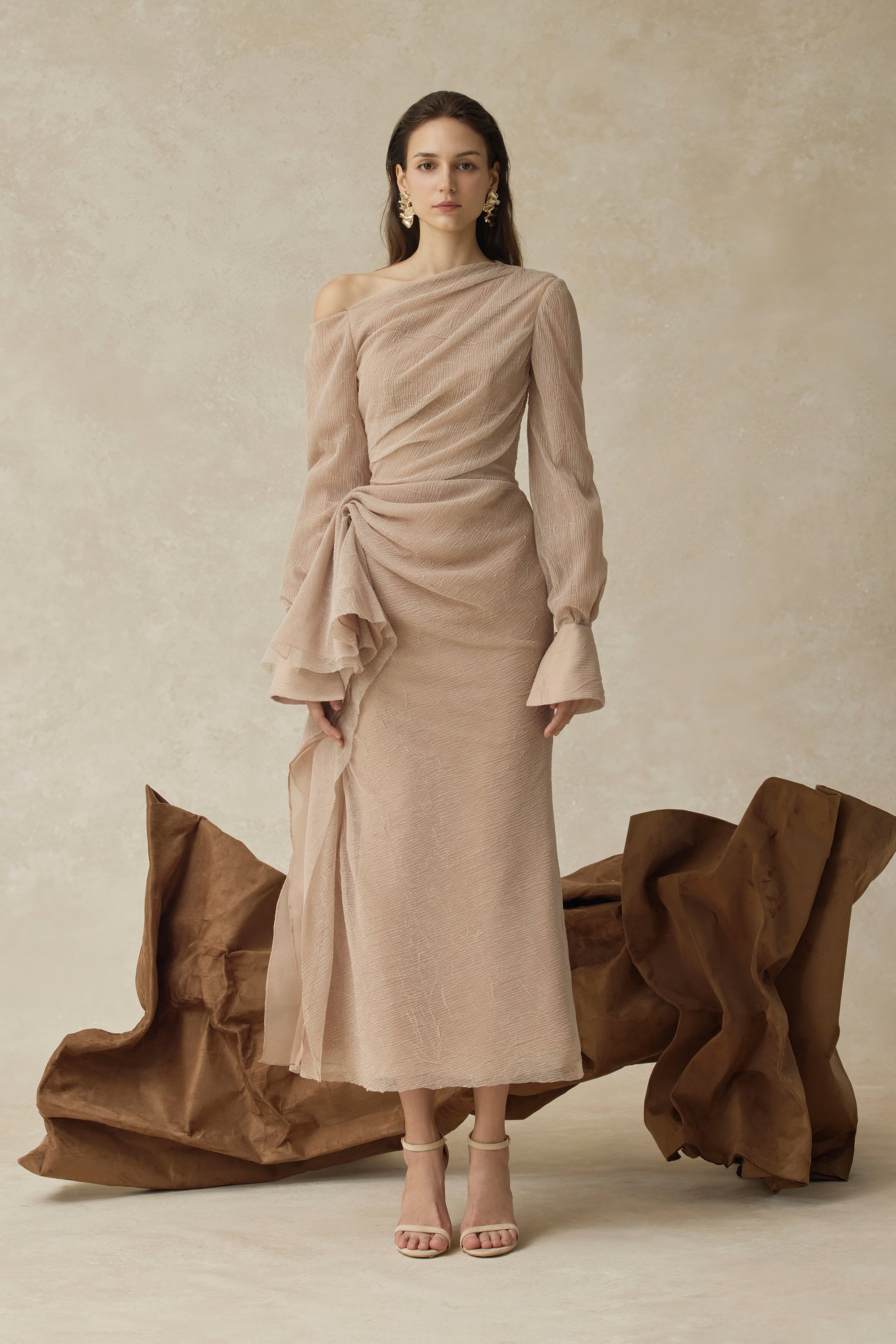 Elarion Asymmetric Long Sleeve Dress
