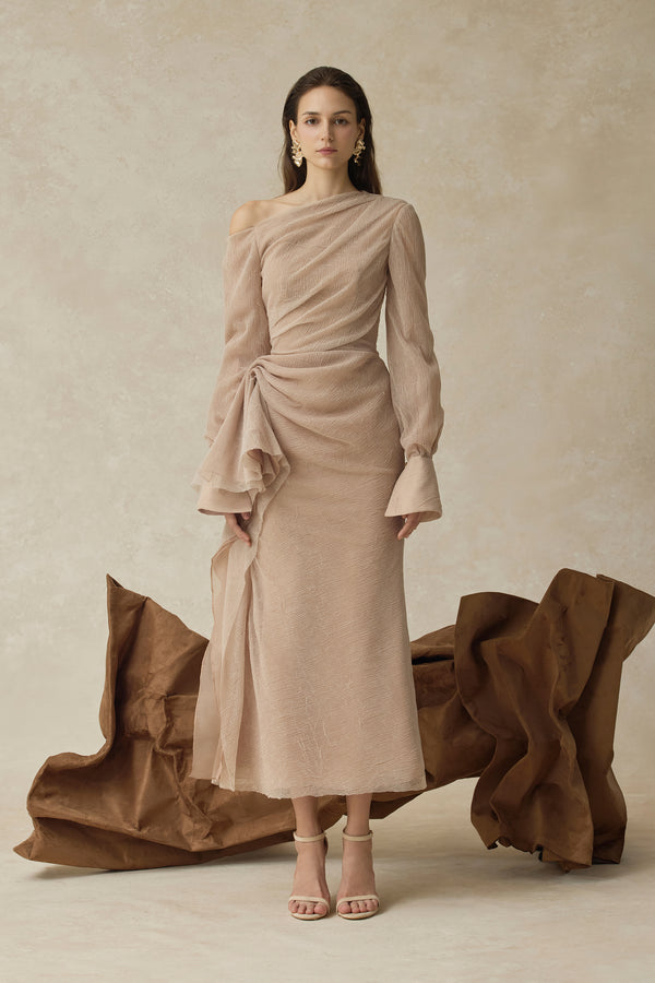 Elarion Asymmetric Long Sleeve Dress