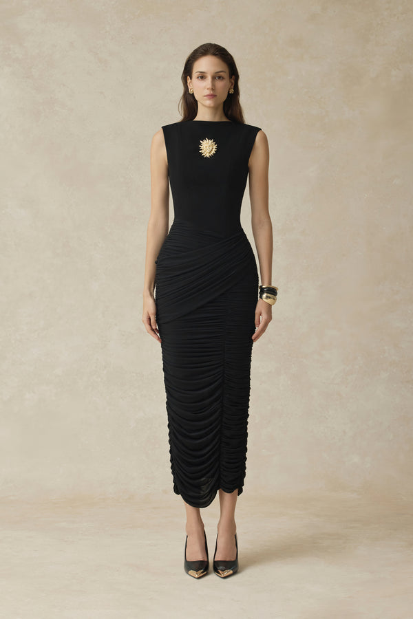 Elio Ruched Midi Dress