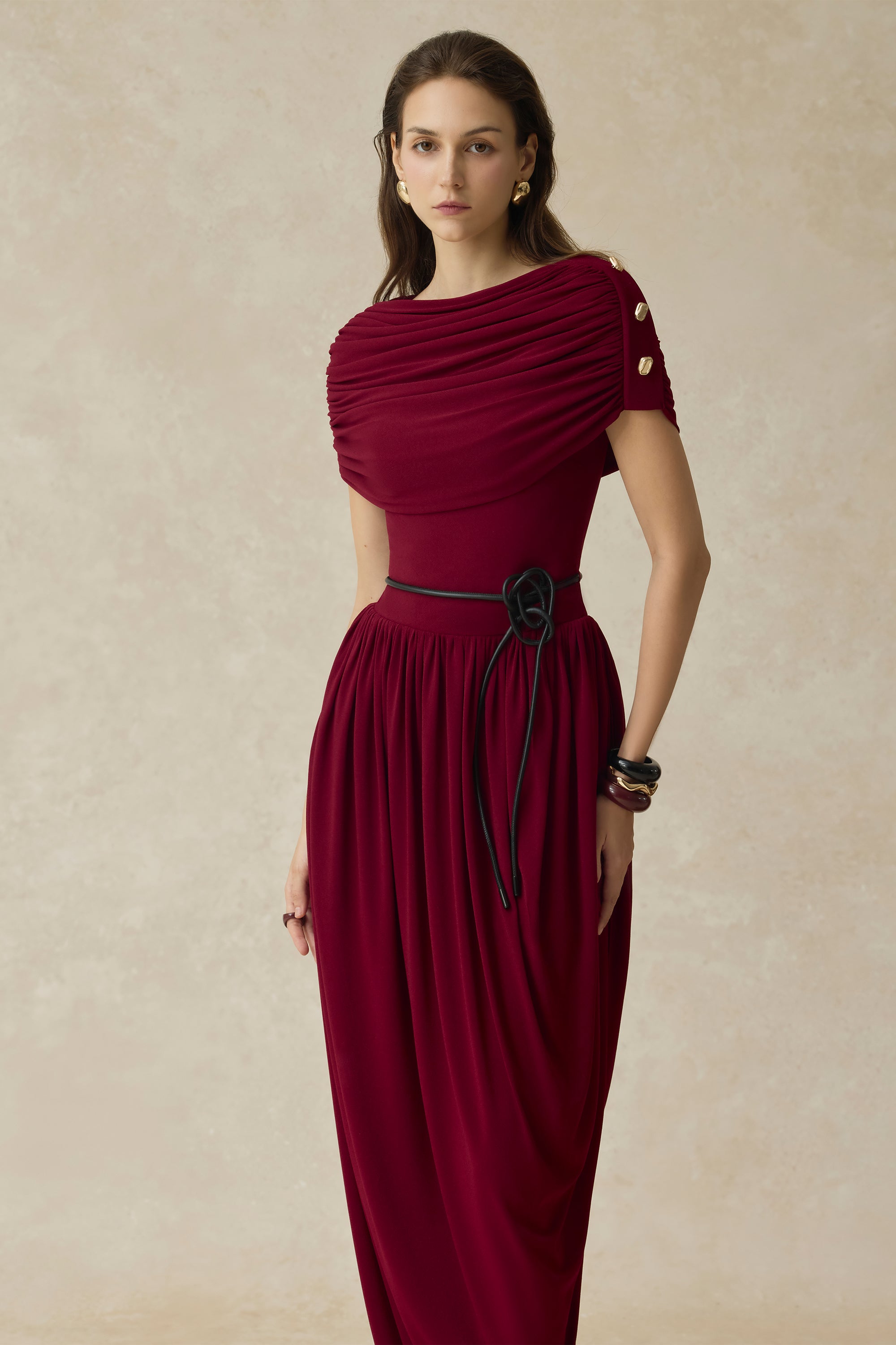 Elyra Ruched Midi Dress