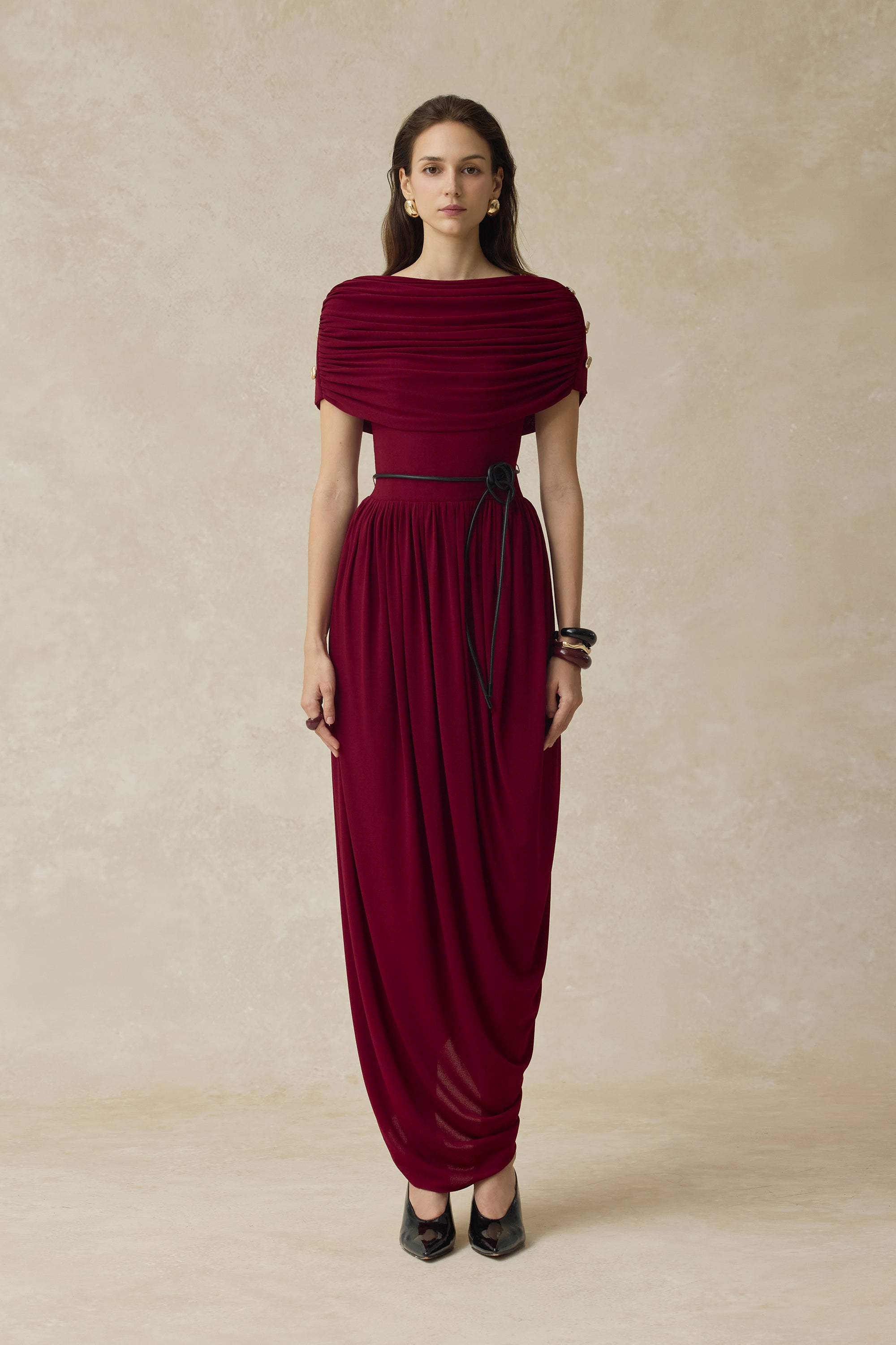 Elyra Ruched Midi Dress