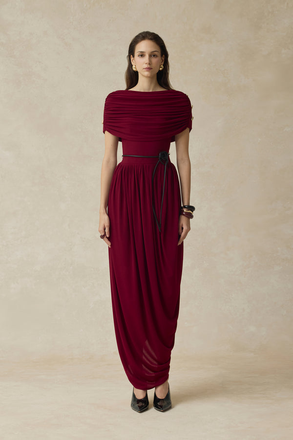 Elyra Ruched Midi Dress