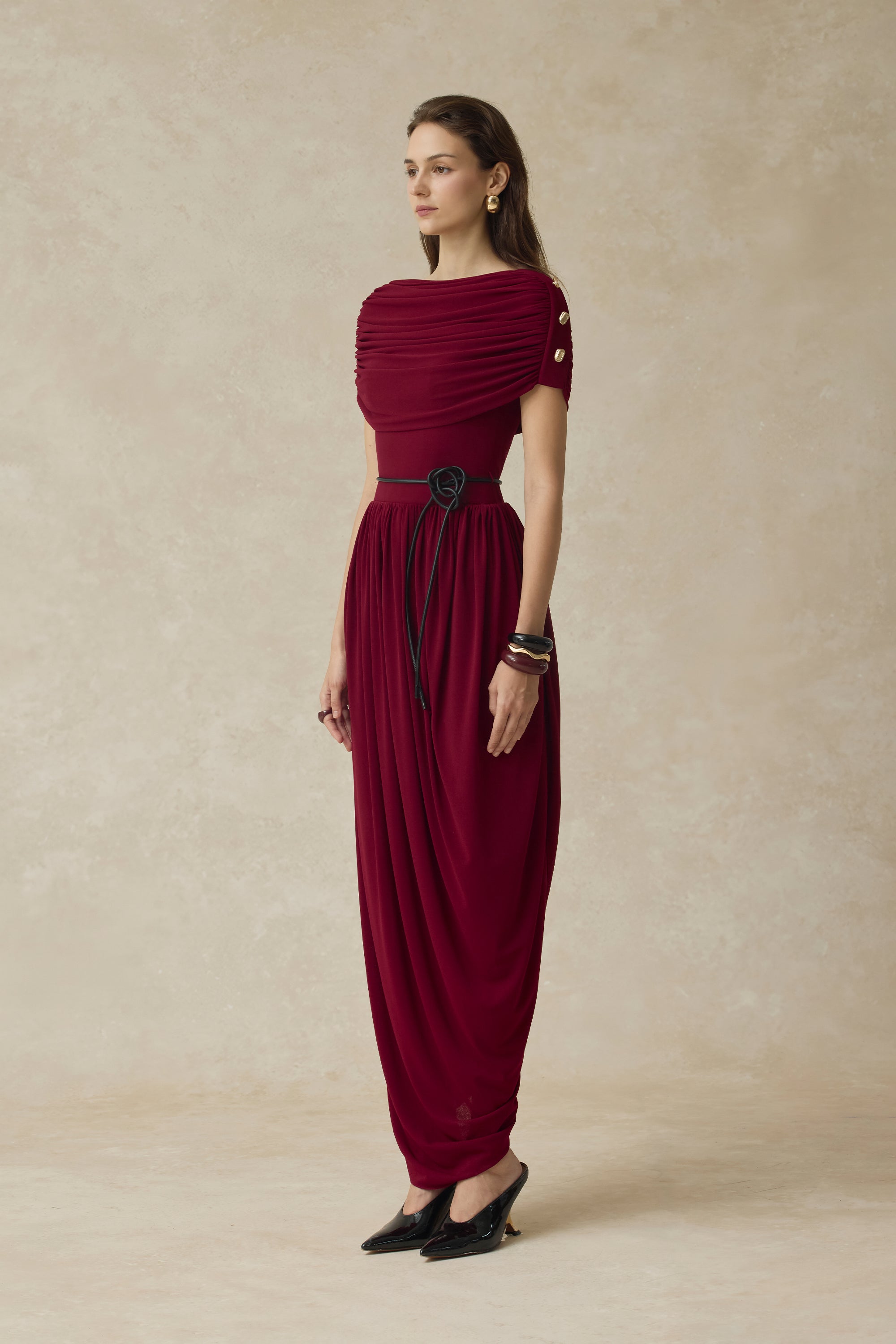 Elyra Ruched Midi Dress