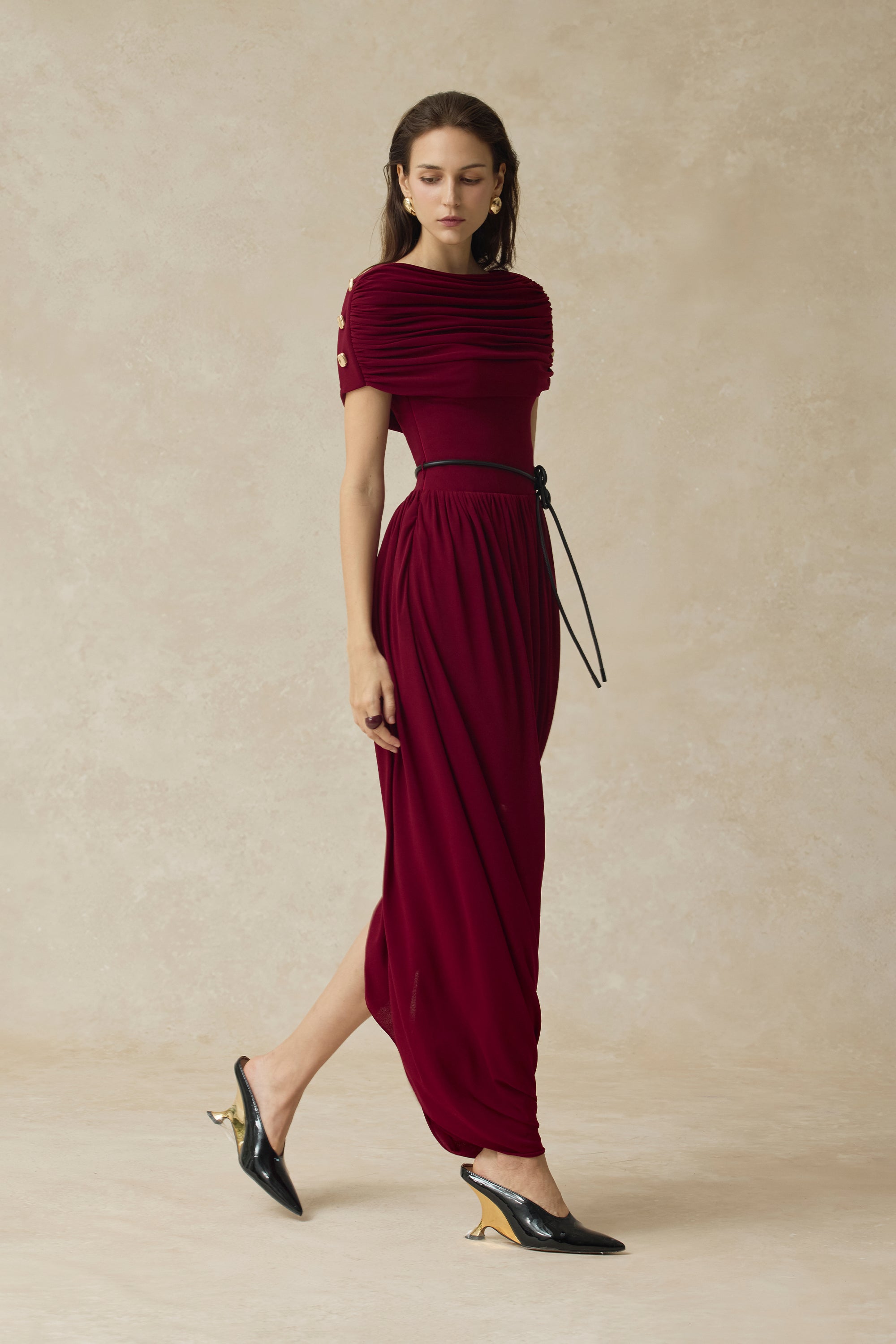 Elyra Ruched Midi Dress