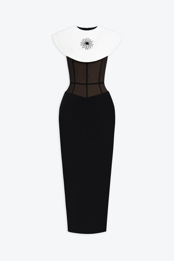 Lani Midi Dress With White Cape
