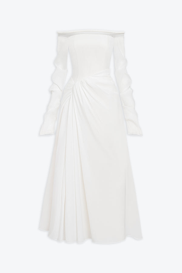 Velora Off-shoulder Midi Dress With Twisted Detail