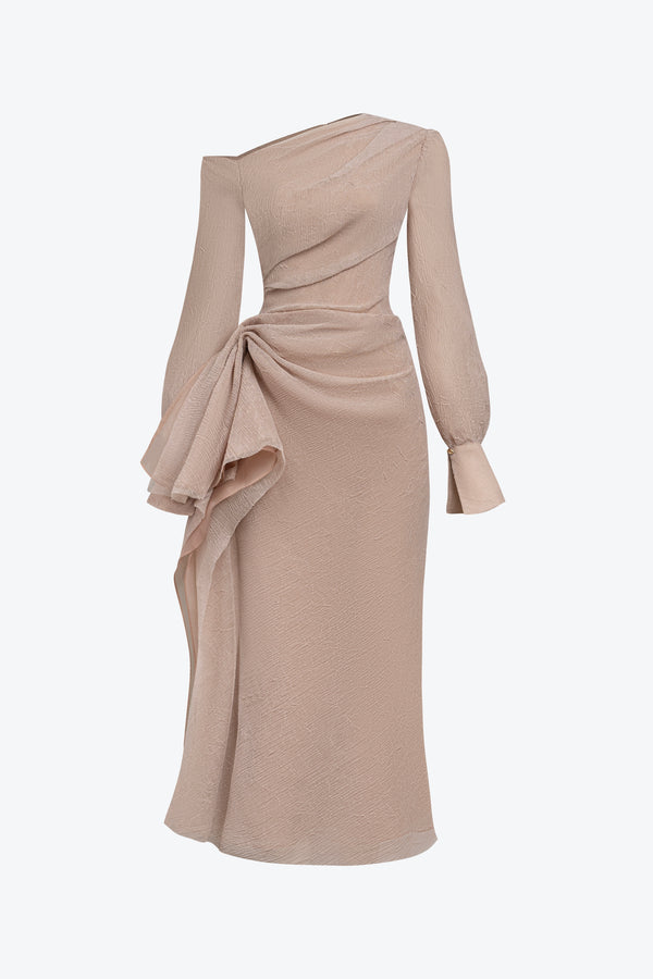 Elarion Asymmetric Long Sleeve Dress