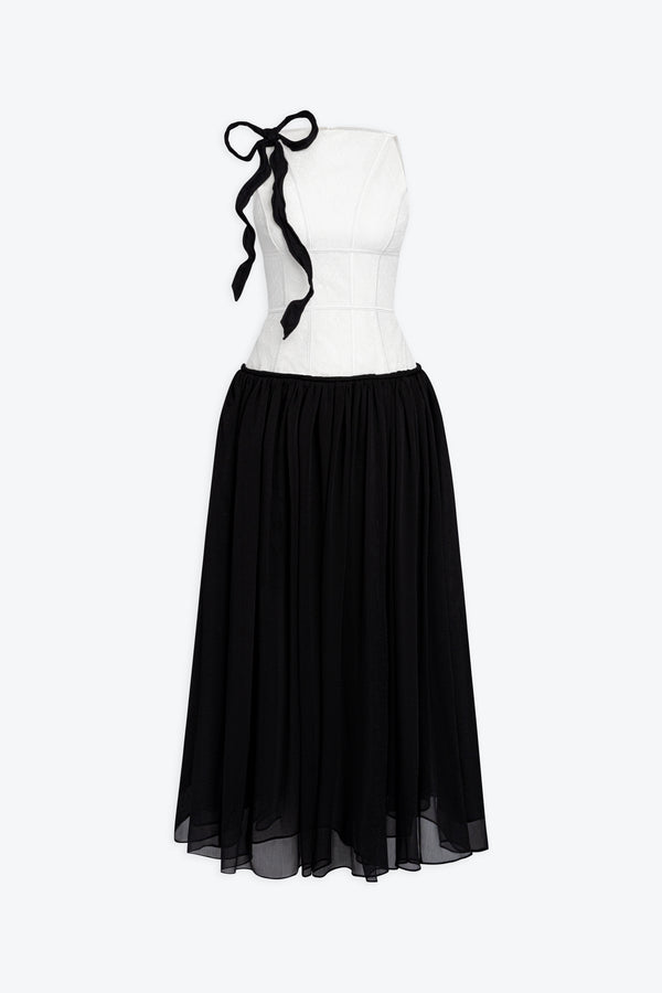 Lunaria Bateau Neck Lace Dress With Bow