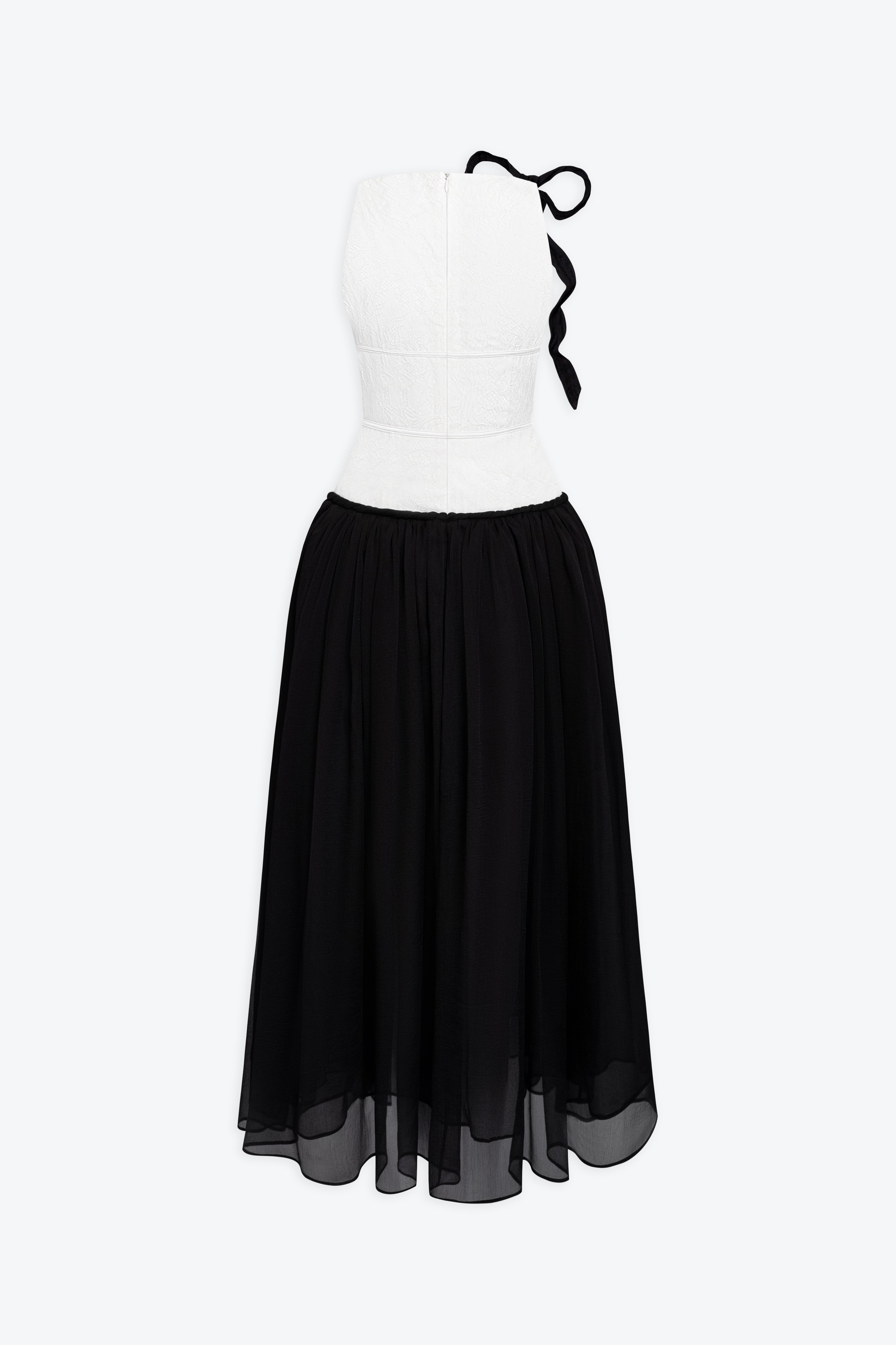 Lunaria Bateau Neck Lace Dress With Bow