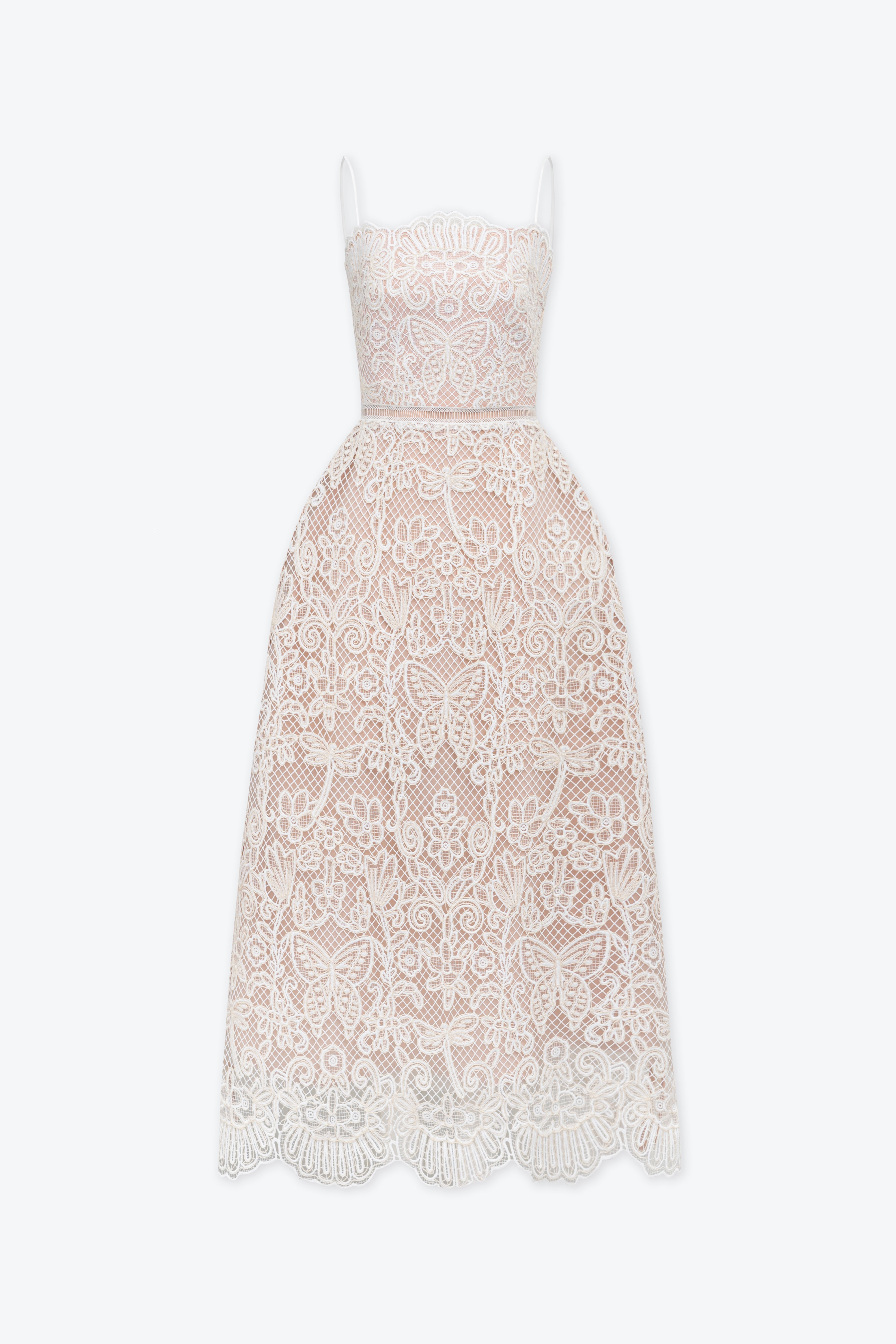 Gladys Butterfly Lace Midi Dress