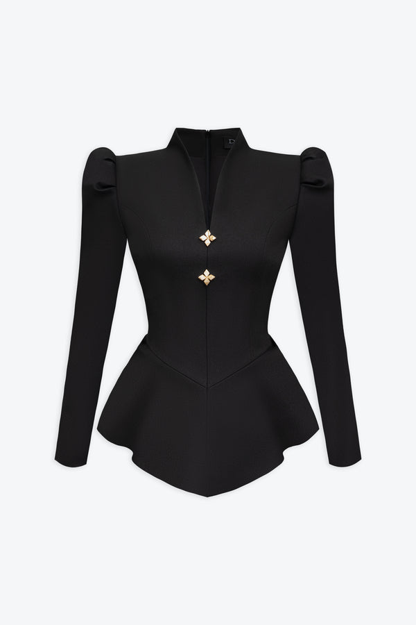 Florence Puffed Shoulder Peplum Jacket