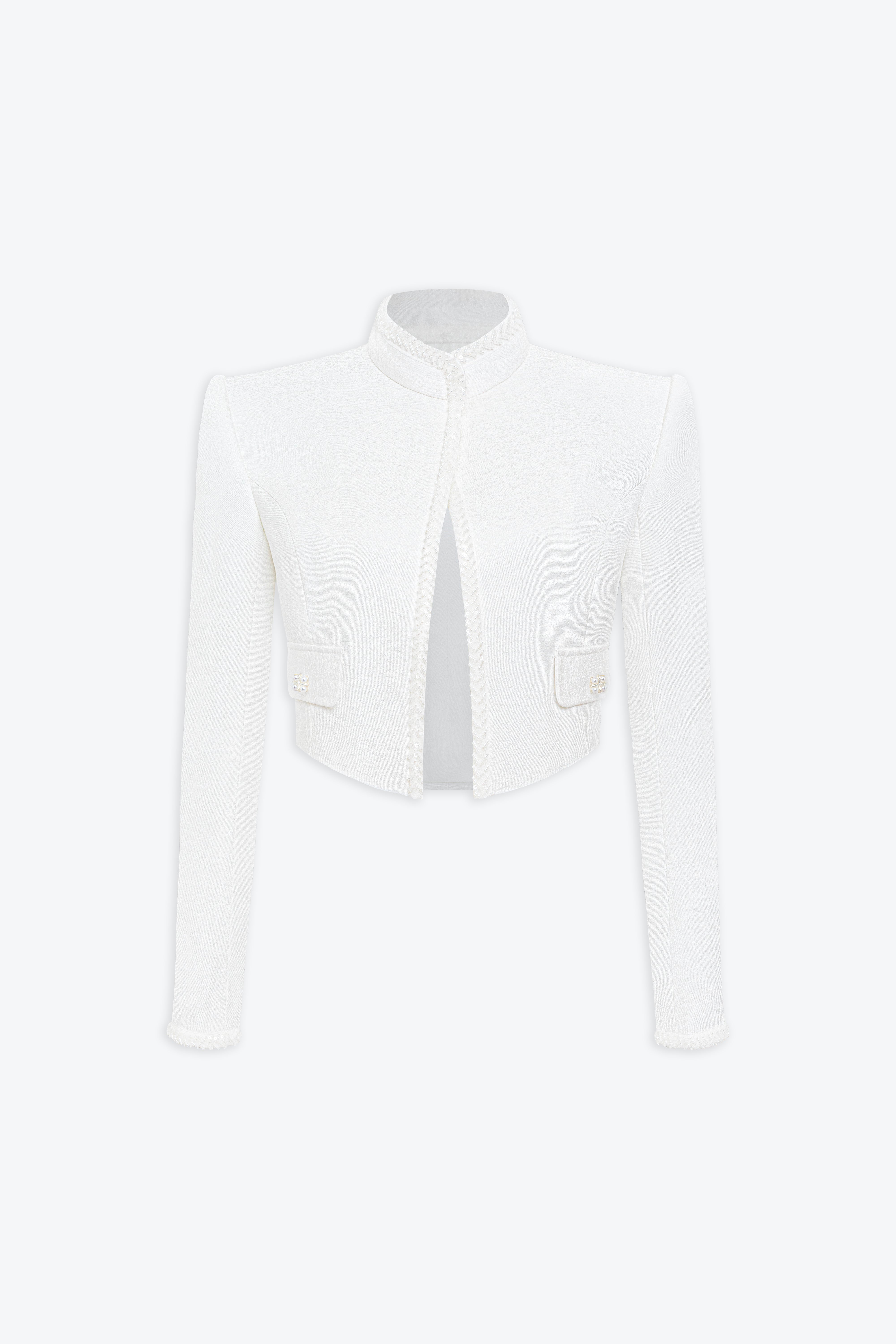 Xenia Sequin Trim Crop Jacket