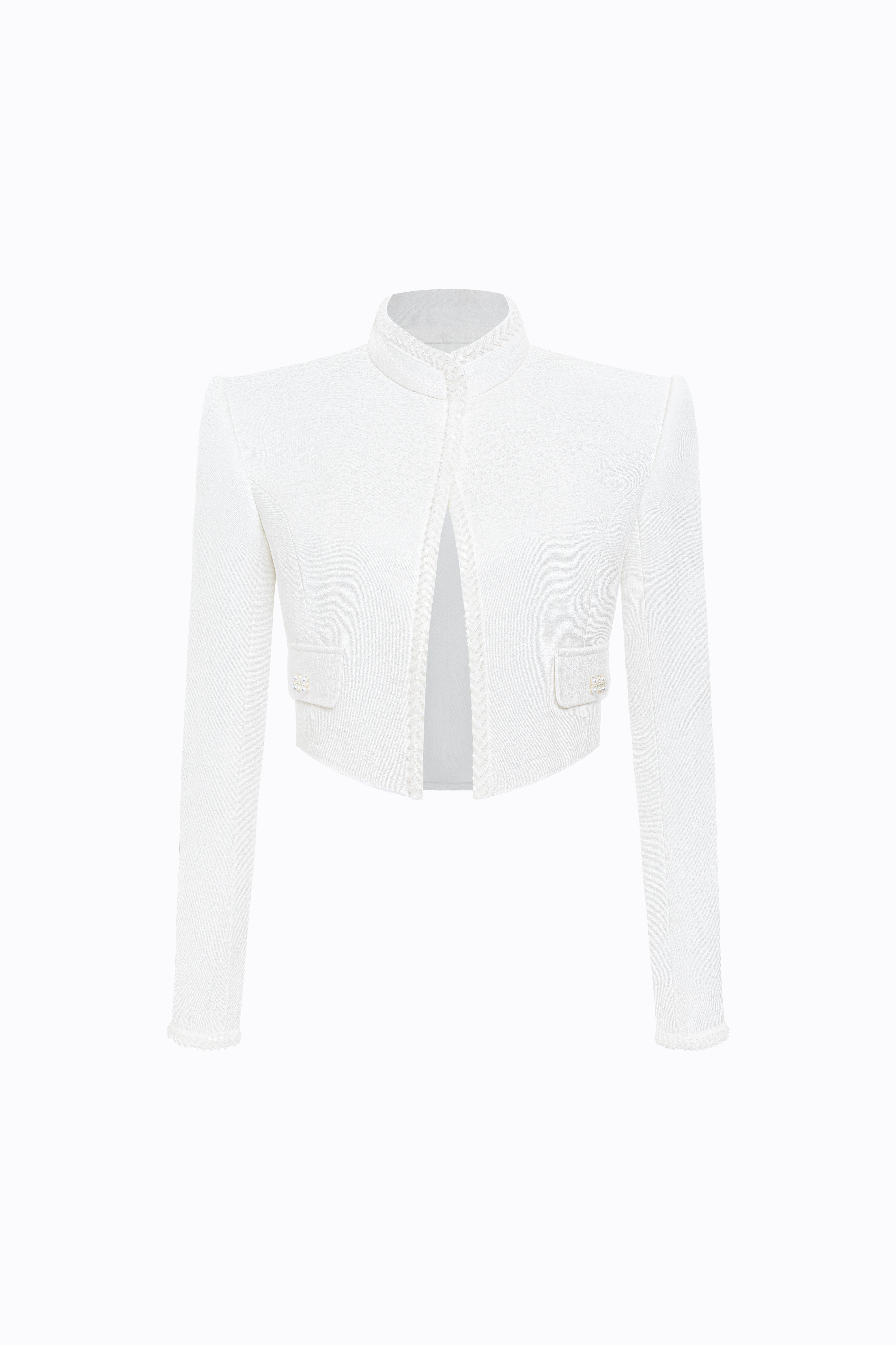 Xenia Sequin Trim Crop Jacket