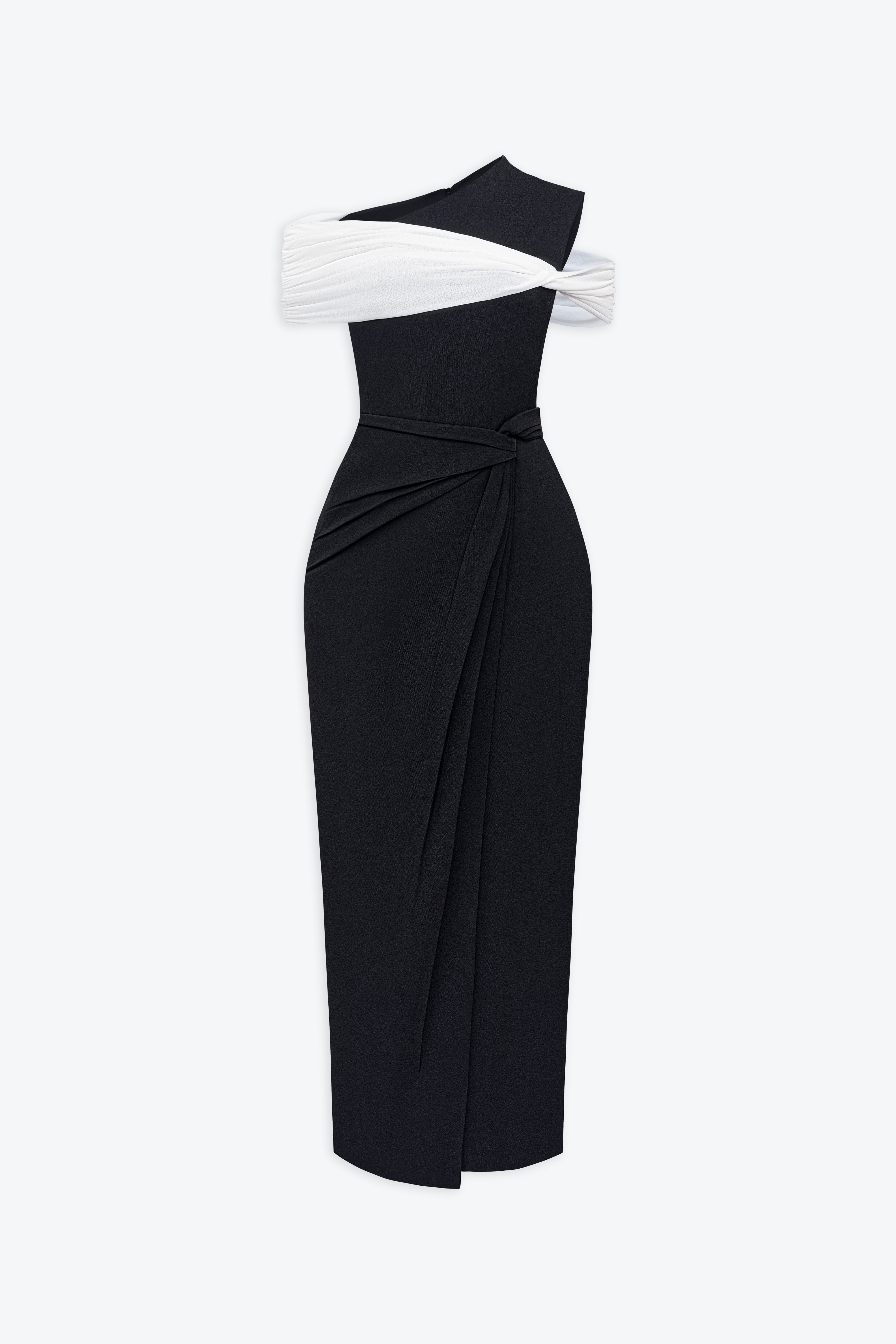 Olivia Off-shoulder Pleated Midi Dress